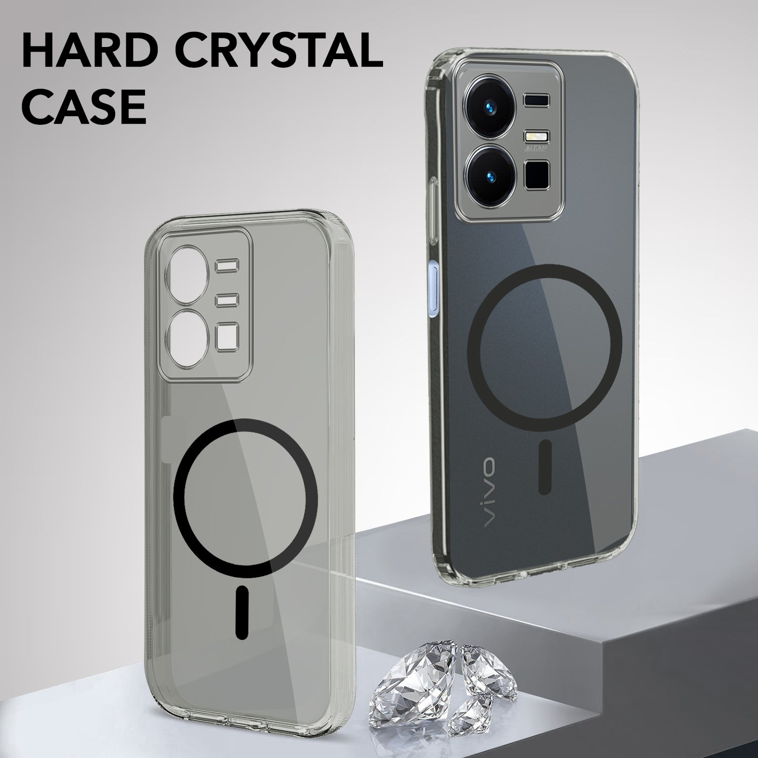 For Vivo Y22 | Vivo Y22s Back Cover Case Lifetime Anti-Yellow MagSafe Compatible Clear (Sleek Hard Crystal | Shockproof and Camera Protection)