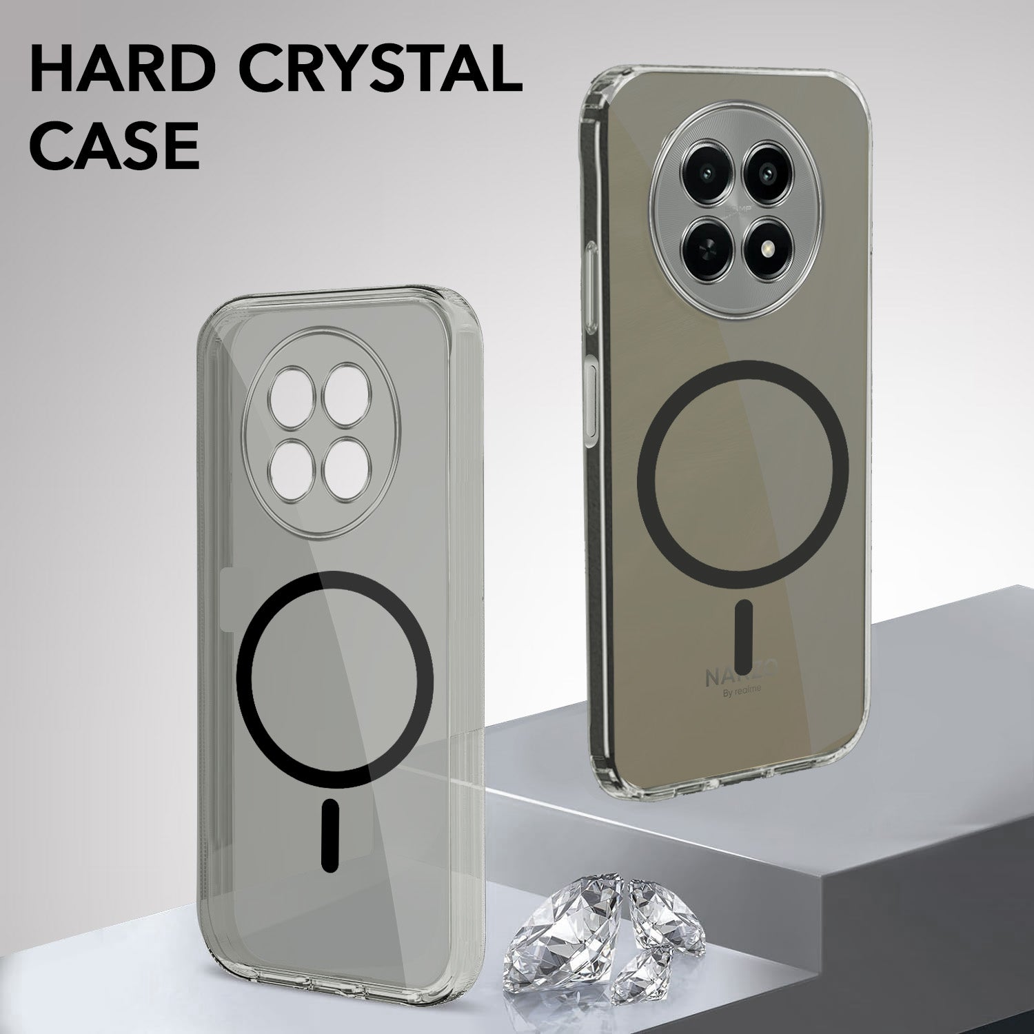 For Realme Narzo N65 5G Back Cover Case Lifetime Anti-Yellow MagSafe Compatible Clear (Sleek Hard Crystal | Shockproof and Camera Protection)