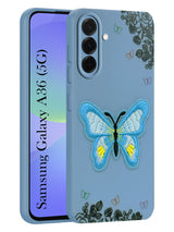 For Samsung Galaxy A36 5G Back Cover Case (Soft Butterfly Embroidery | Women Teen Girls | Camera Protection| Matte Silicone)