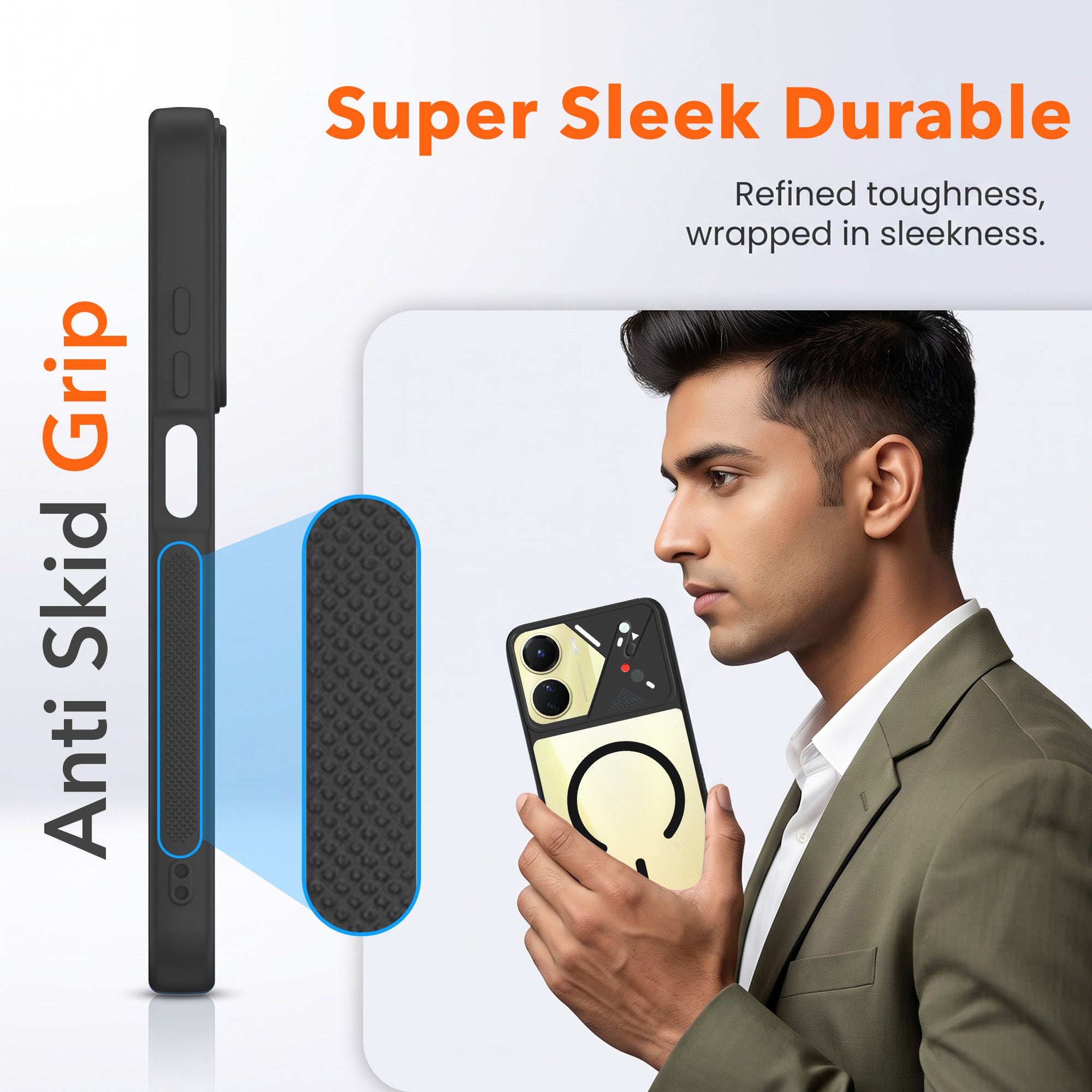 For Vivo Y16 Back Cover Case Lifetime Anti-Yellow Clear (Camera Protection | Side Grip | Wireless MagSafe Compatible)