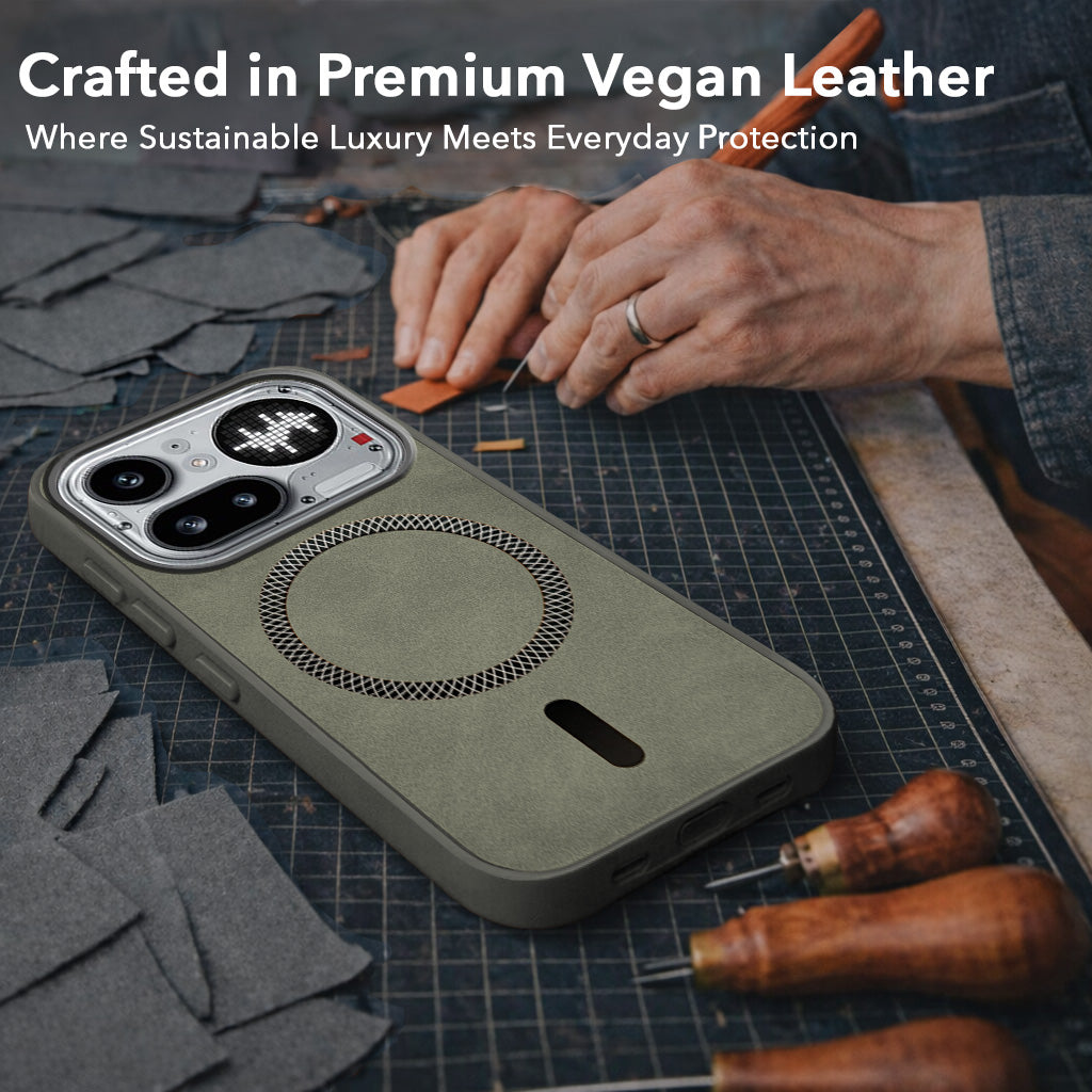 For Nothing Phone 4A Pro 5G Back Cover Case Leather Finish (MagSafe Compatible Wireless Charging | Soft Touch | Camera Bump Protection)