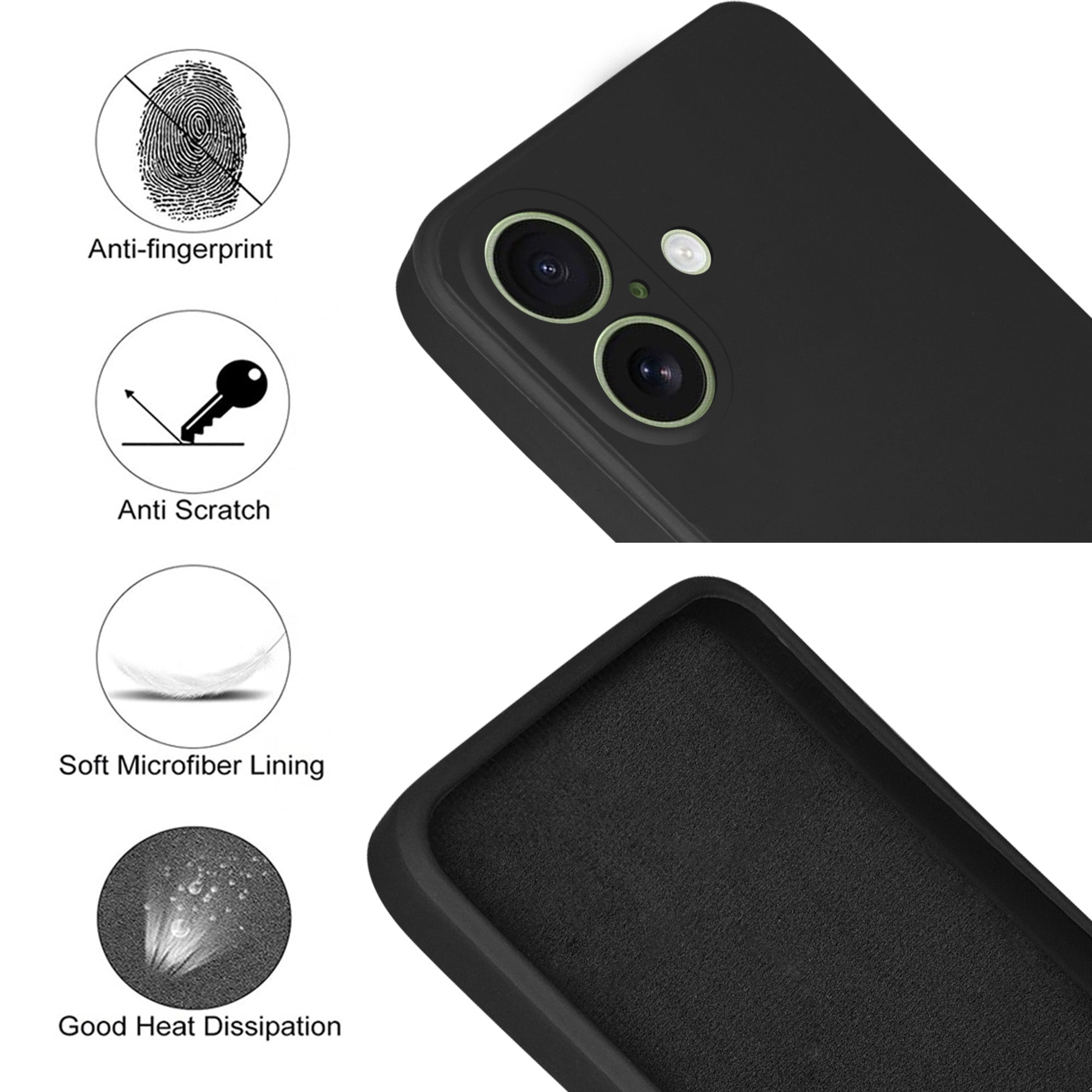 For Apple iPhone 17 Back Cover Case (Matte Finish Silicone with Inside Fiber Cloth)