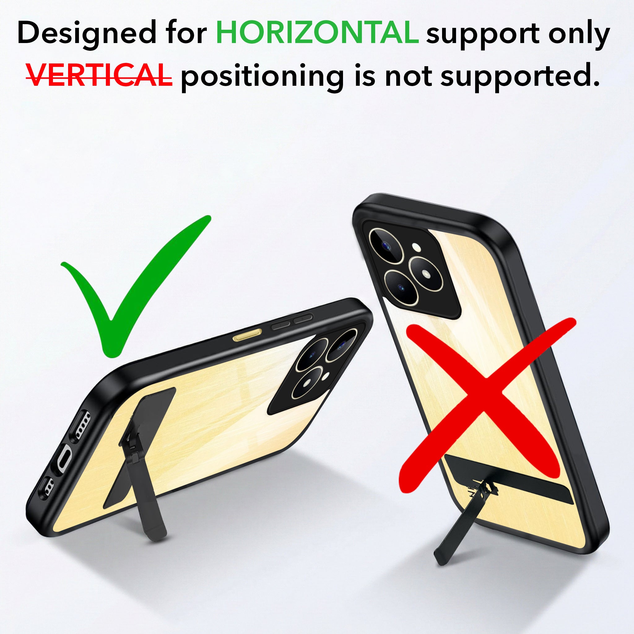 For Realme Narzo N53 Back Cover Case (Built-in Stand | Lifetime Anti Yellow | Kickstand Shockproof | Camera Protection | MagSafe Compatible)