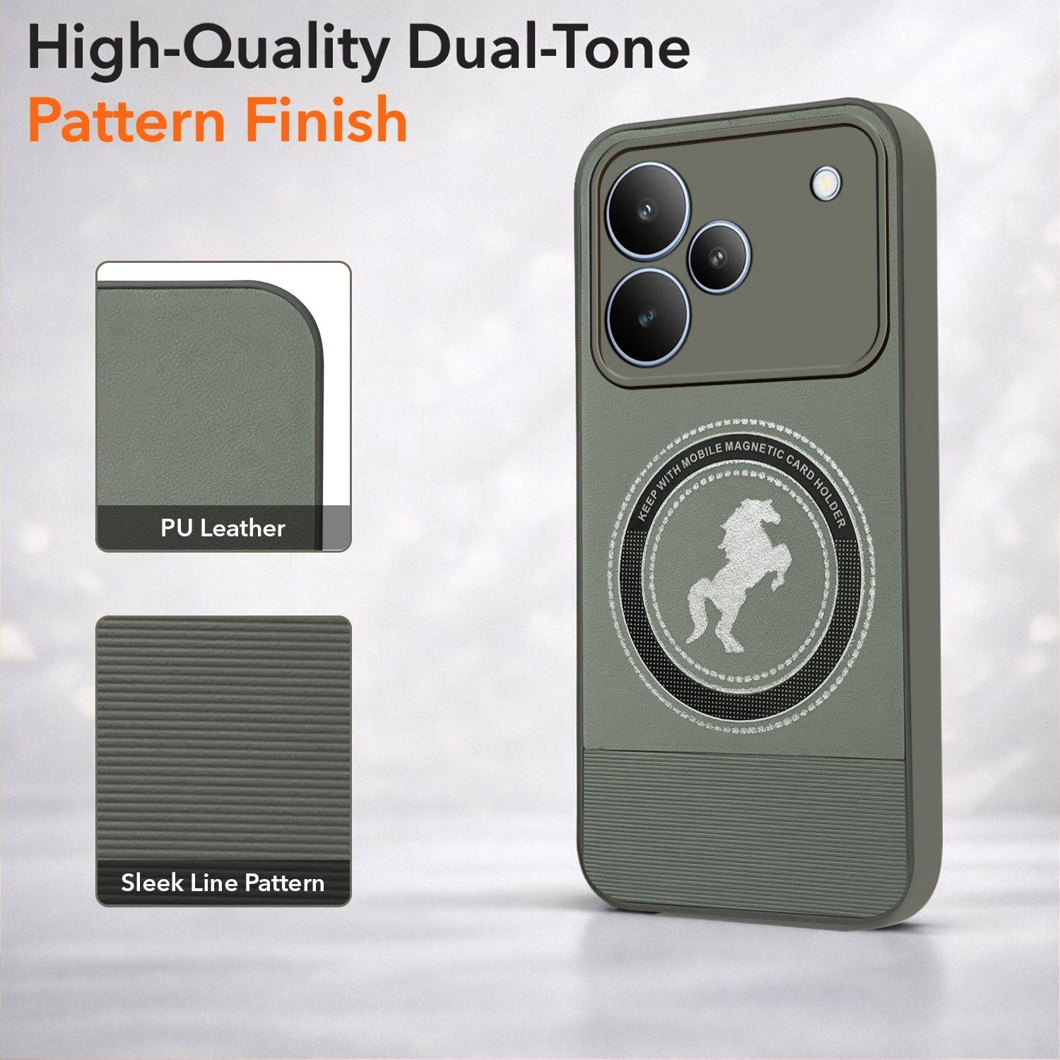 For Realme P4 Back Cover Case PU Leather Finish (Professional Minimalist Texture | MagSafe Compatile | Camera Protection | Sleek Sober Formal)