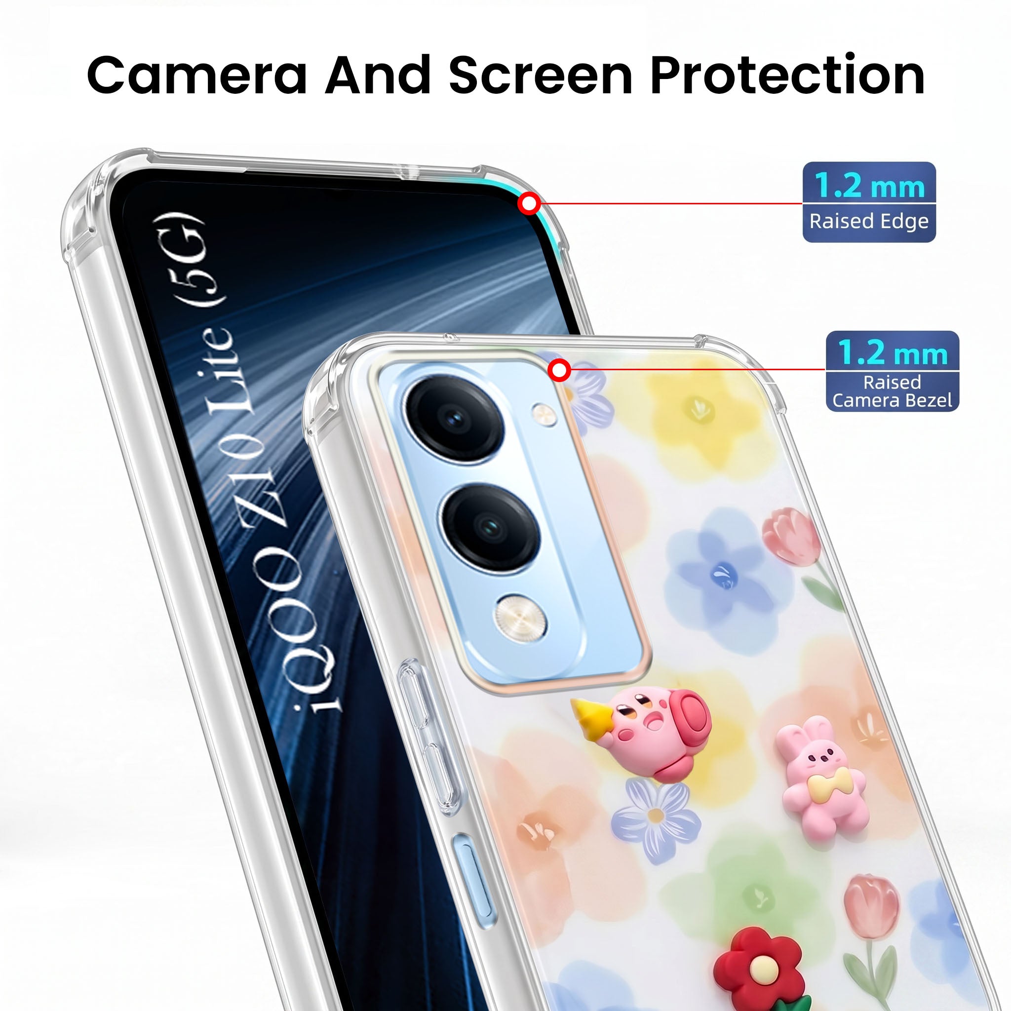 For Vivo iQOO Z10 Lite Back Cover Case (3D Cute Cartoons | Hard Back Side Soft | Matte Premium Finish | HD Printing)