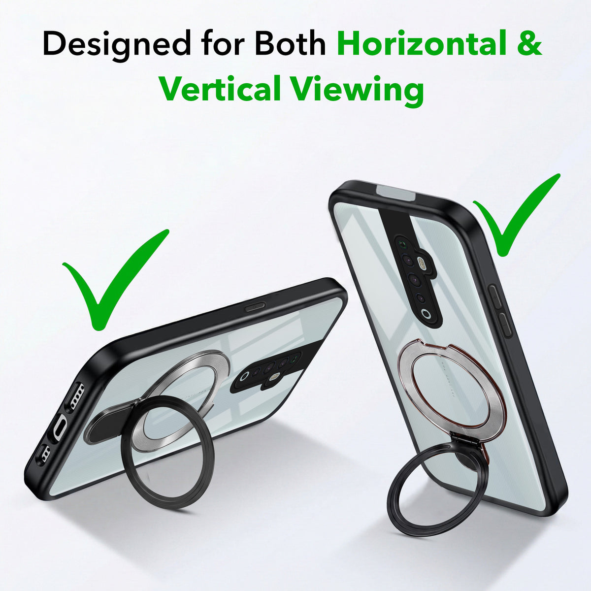 For Oppo Reno2 Z | Reno 2Z | Reno 2F | 2 F Back Cover Case (Kick Stand Ring Holder | Life time Anti Yellow | Camera Protection)