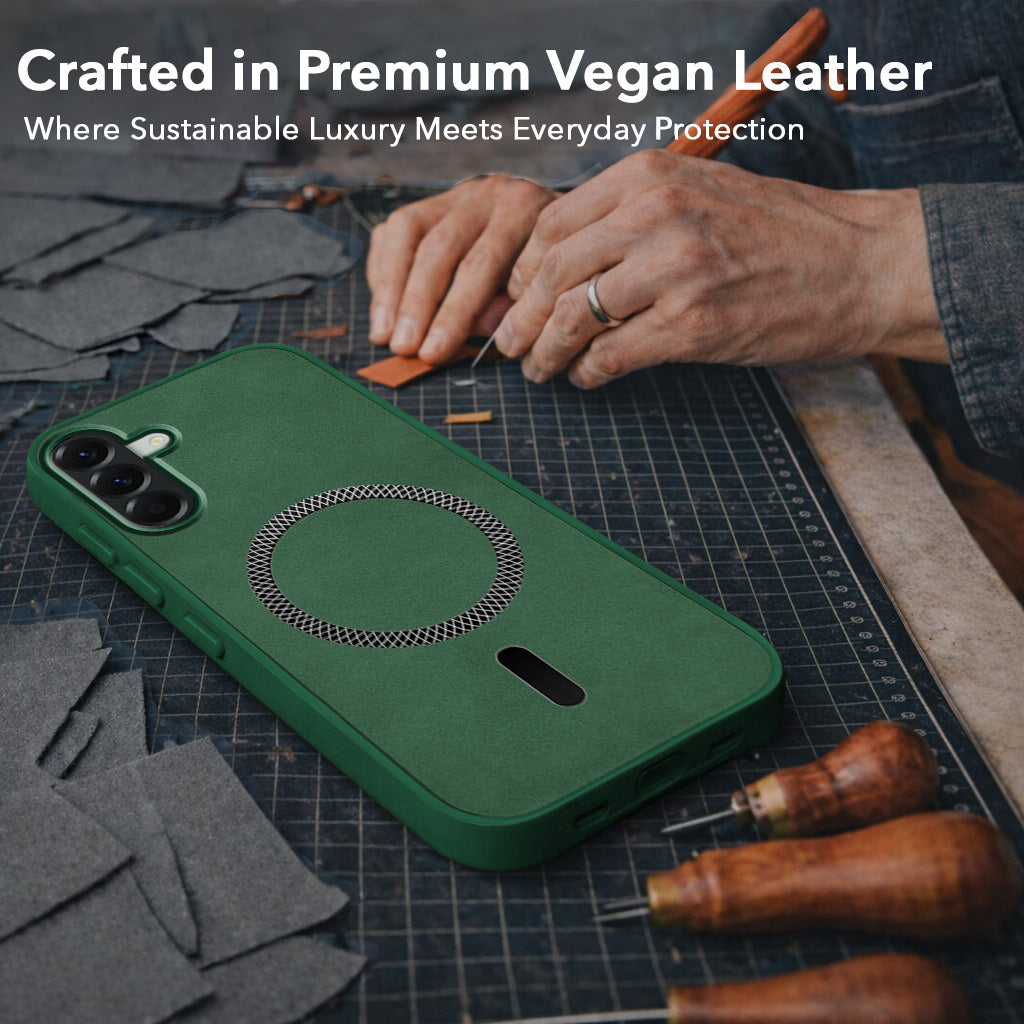 For Samsung Galaxy A56 Back Cover Case Leather Finish (MagSafe Compatible Wireless Charging | Soft Touch | Camera Bump Protection)