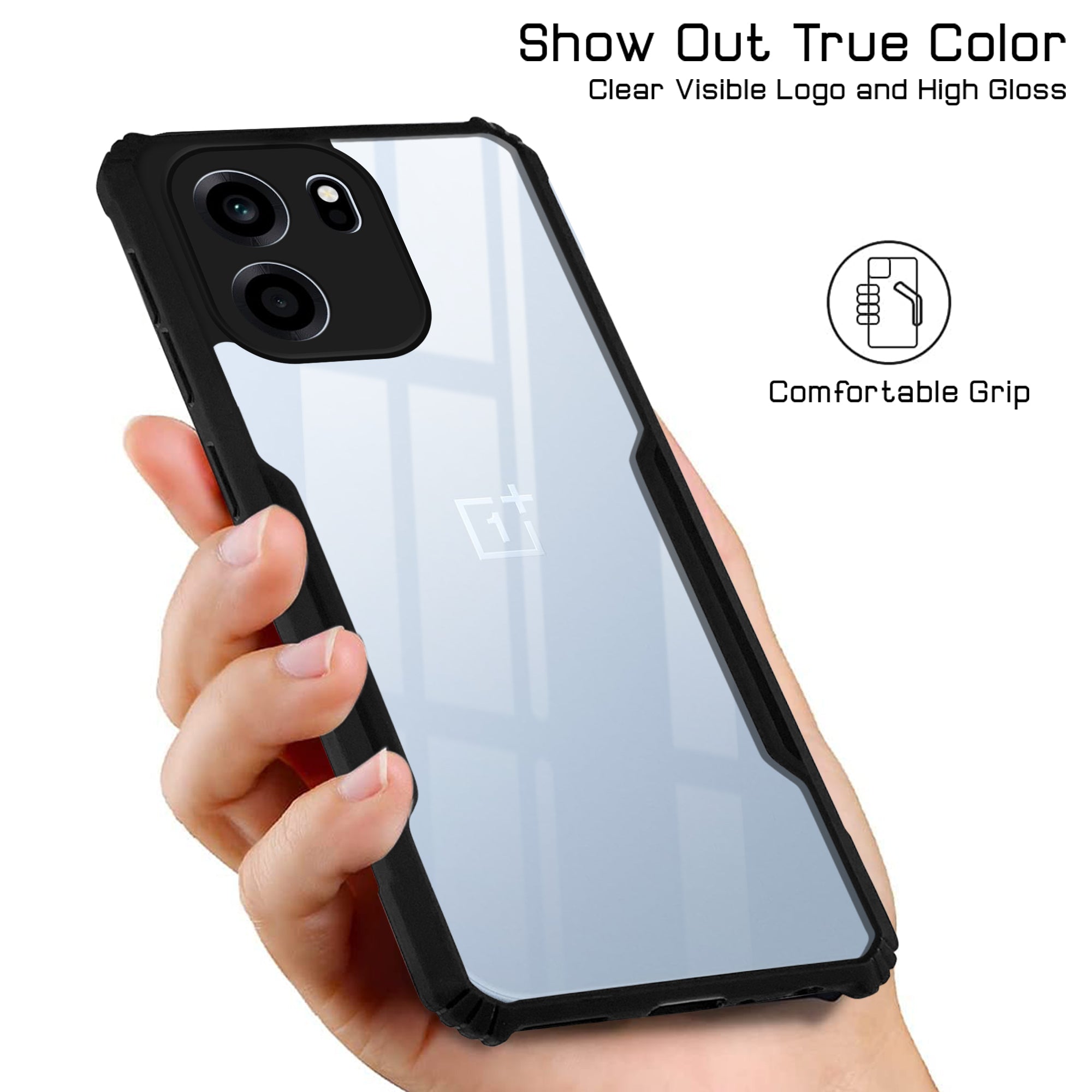 For Oneplus Nord CE 6 Back Cover Case Hybrid (Shockproof with Polycarbonate Clear Panel | Professional Black)