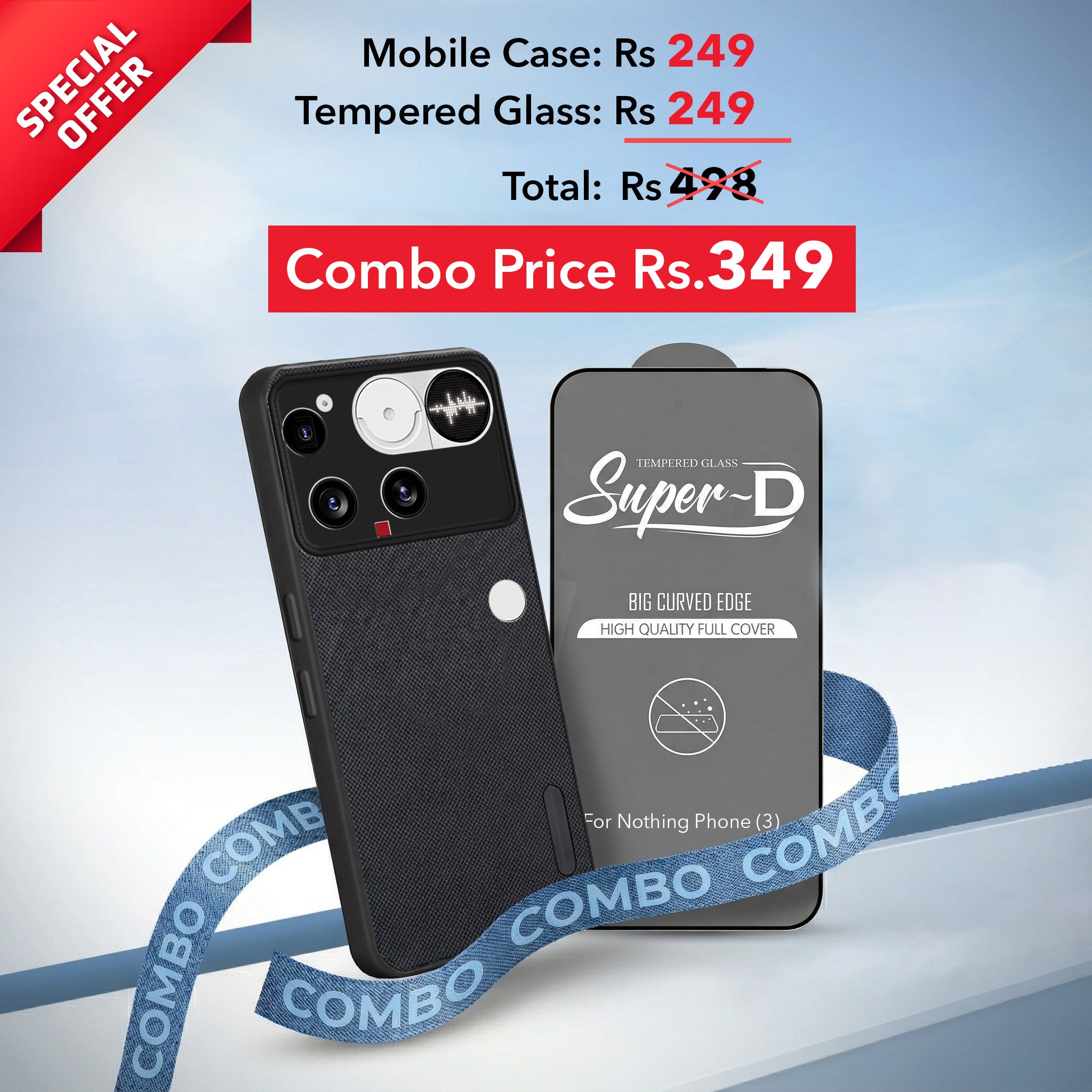 For Nothing Phone 3 Combo (Textured Grip Design | Micro-Fiber Cloth Inside | Oleophobic Coating Screen Glass)