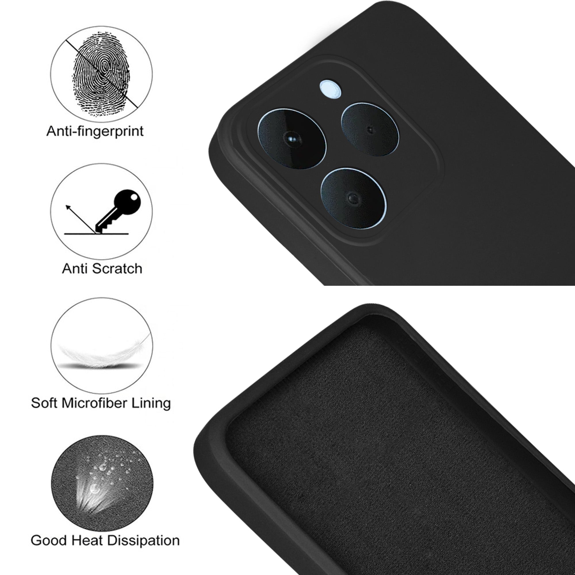 For Realme 15T | Realme Narzo 90 Back Cover Case (Matte Finish Silicone with Inside Fiber Cloth)