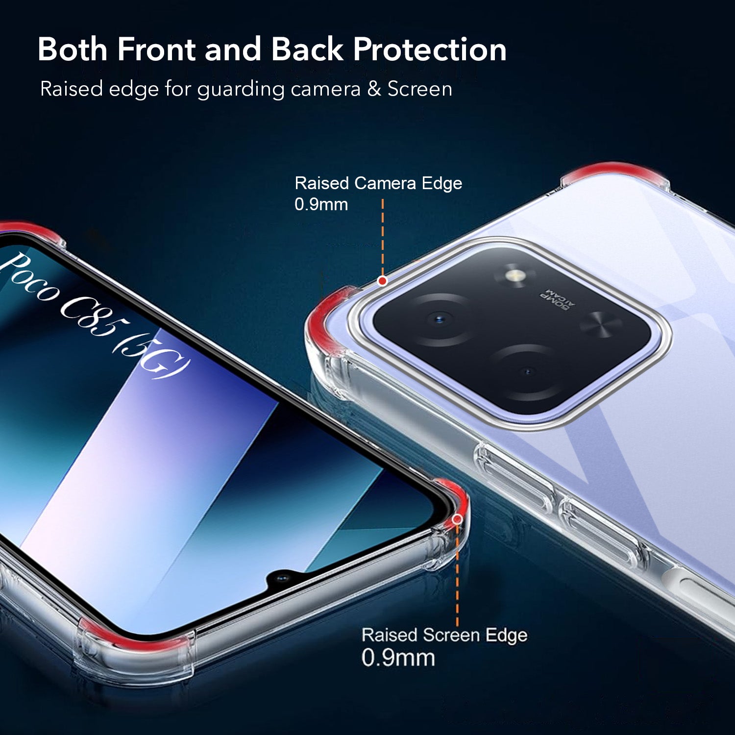 For Poco C85 5G Back Cover Case Crystal-Clear Shockproof | Drop & Camera Protection | Hard Polycarbonate)