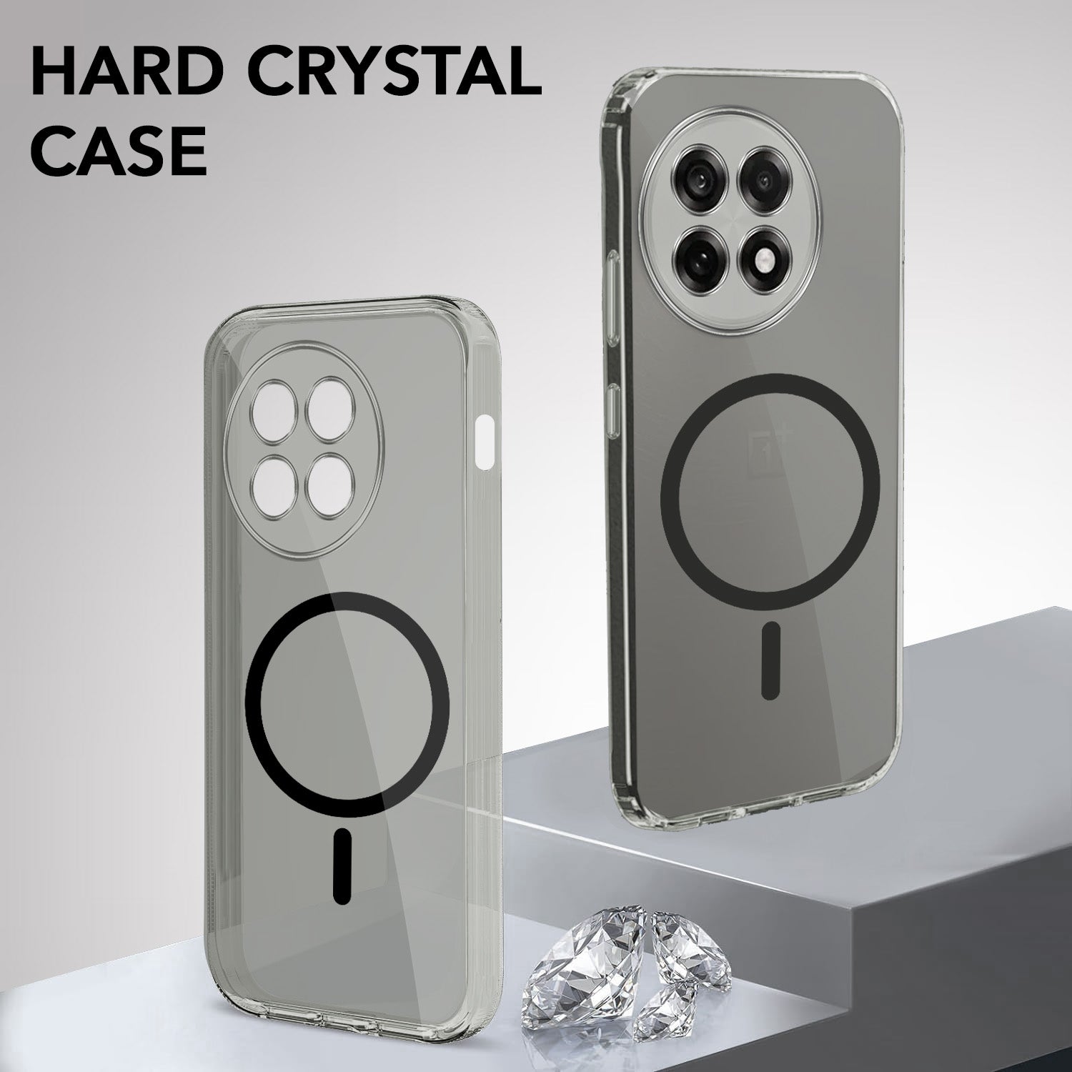 For OnePlus 13R Back Cover Case Lifetime Anti-Yellow MagSafe Compatible Clear (Sleek Hard Crystal | Shockproof and Camera Protection)
