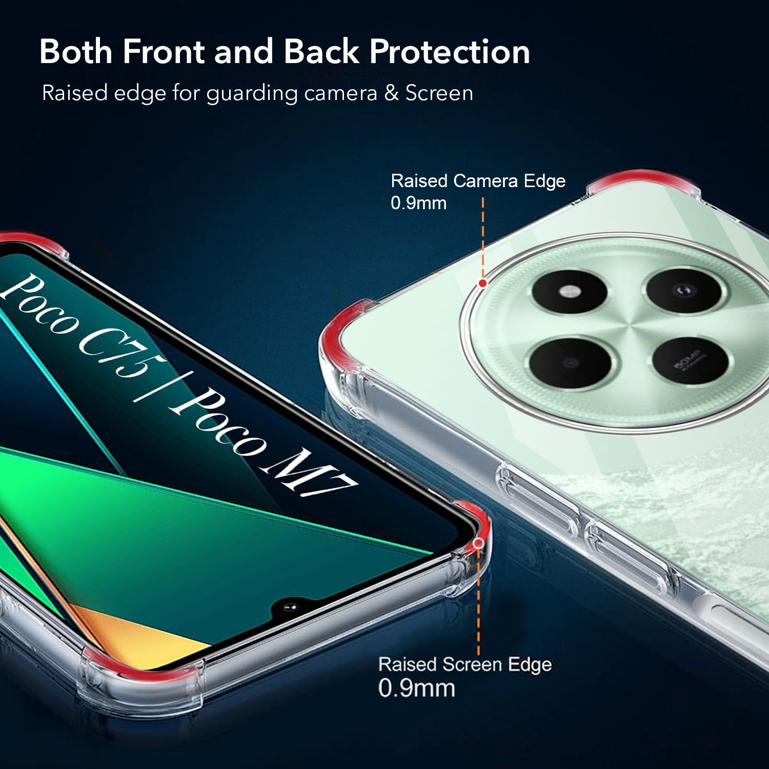 For Poco C75 | Poco M7 Back Cover Shockproof Crystal-Clear (Drop & Camera Protection | Hard Polycarbonate)