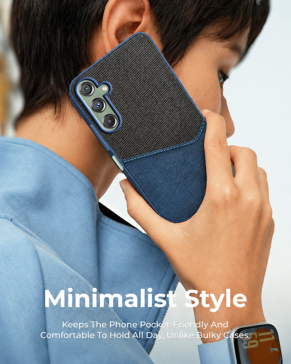 For Samsung Galaxy F34 5G Back Cover Case (Dual PU Leather Stitch | Professional Minimalist | Soft and Flexible)