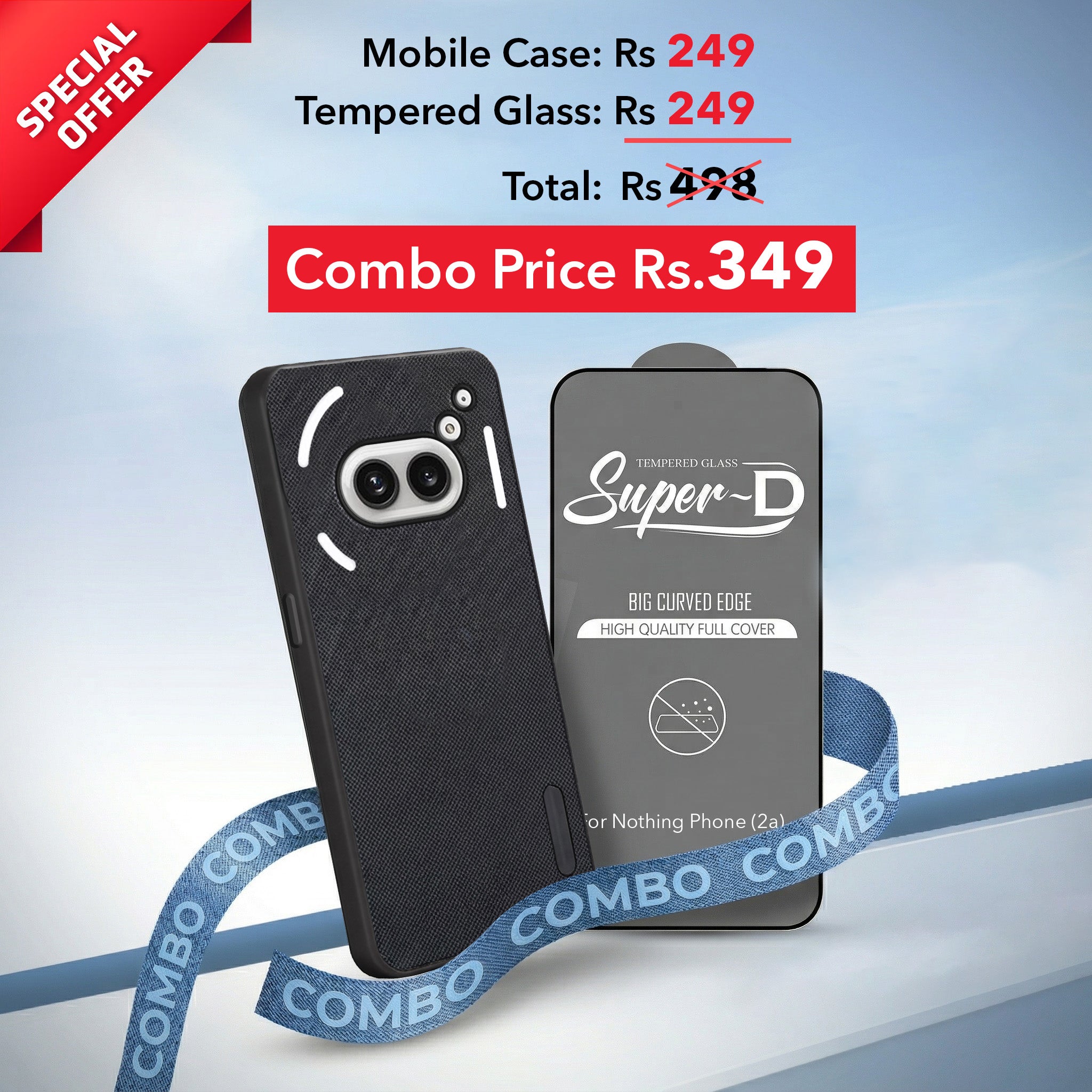 For Nothing Phone 2A 5G Combo (Textured Grip Design | Micro-Fiber Cloth Inside | Oleophobic Coating Screen Glass)