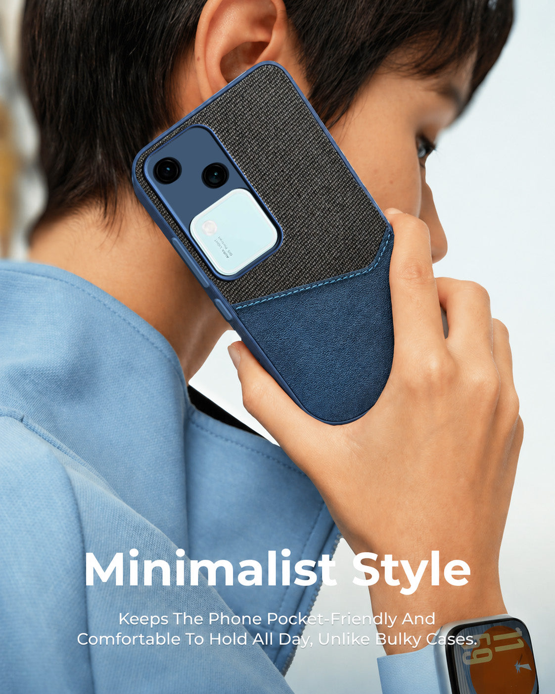 For Vivo V30 Back Cover Case (Dual PU Leather Stitch | Professional Minimalist | Soft and Flexible)