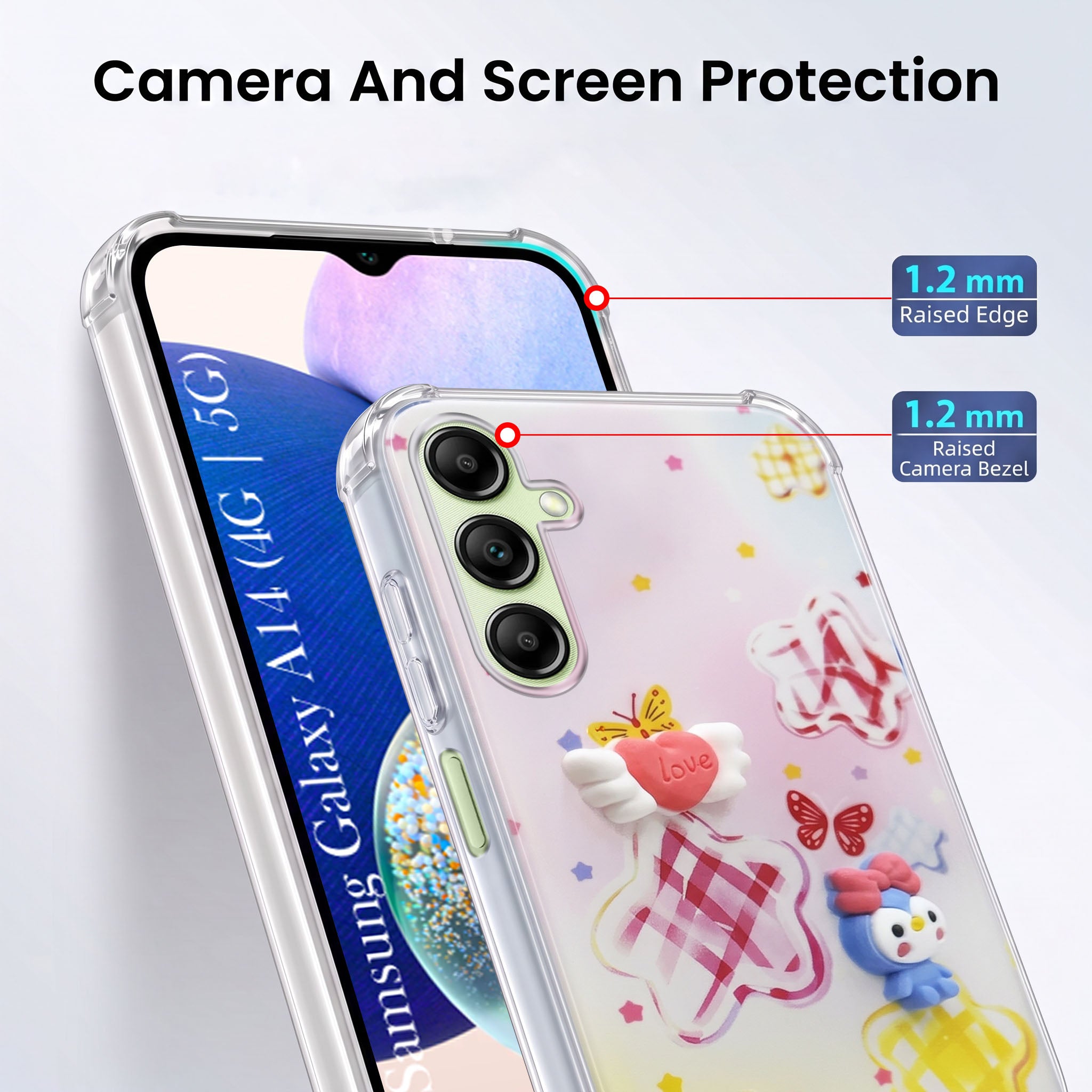 For Samsung Galaxy A14 4G | 5G Back Cover Case (3D Cute Cartoons | Hard Back Side Soft | Matte Premium Finish | HD Printing)