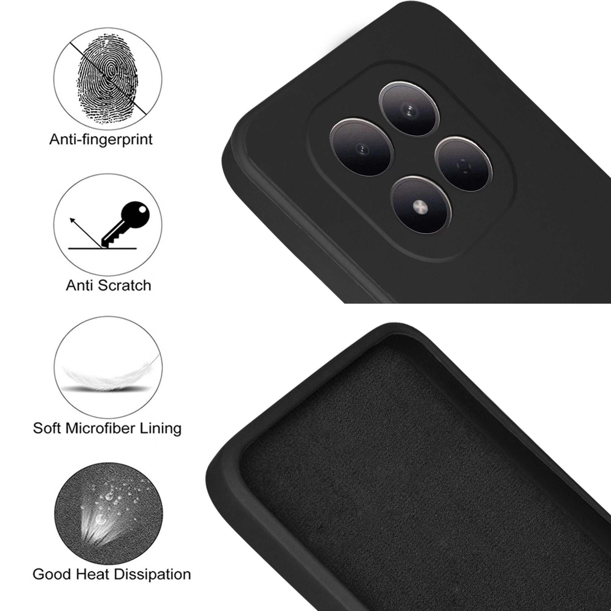 For Xiaomi Redmi Note 15 Pro 5G Back Cover Case (Matte Finish Silicone with Inside Fiber cloth)