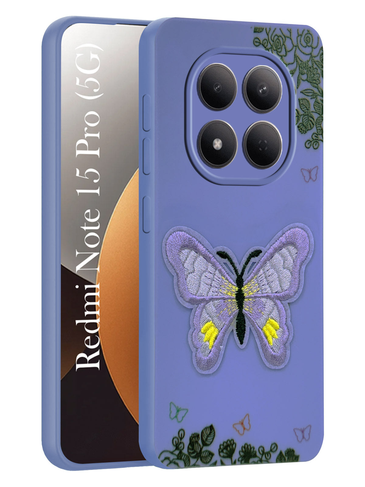 For Xiaomi Redmi Note 15 Pro 5G Back Cover Case (Soft Butterfly Embroidery | Women Teen Girls | Camera Protection| Matte Silicone)