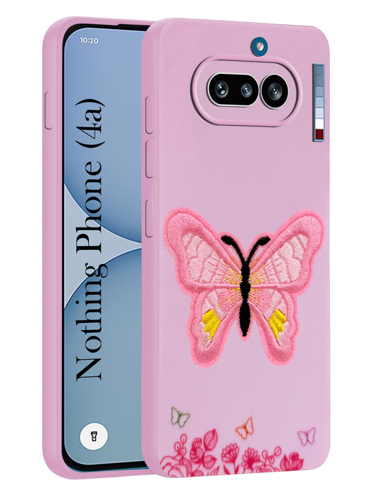 For Nothing Phone 4A 5G Back Cover Case (Soft Butterfly Embroidery | Women Teen Girls | Camera Protection| Matte Silicone)