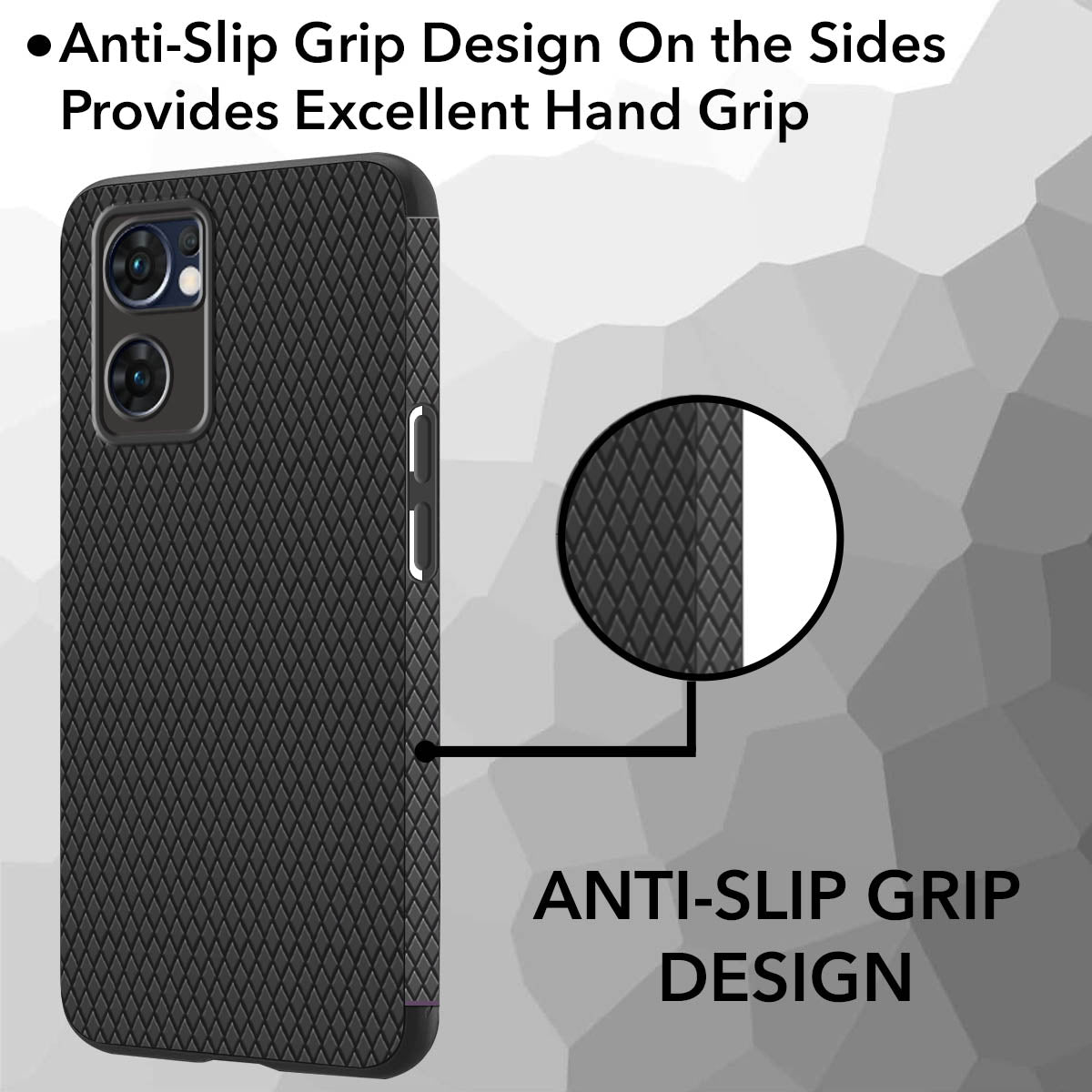 For Oppo Reno7 5G | Reno 7 5G Back Cover Case (Camera Protection | Side Grip Texture | Soft and Flexible)