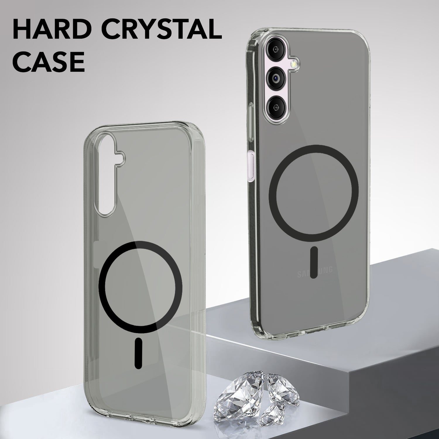 For Samsung Galaxy M14 5G Back Cover Case Lifetime Anti-Yellow MagSafe Compatible Clear (Sleek Hard Crystal | Shockproof and Camera Protection)