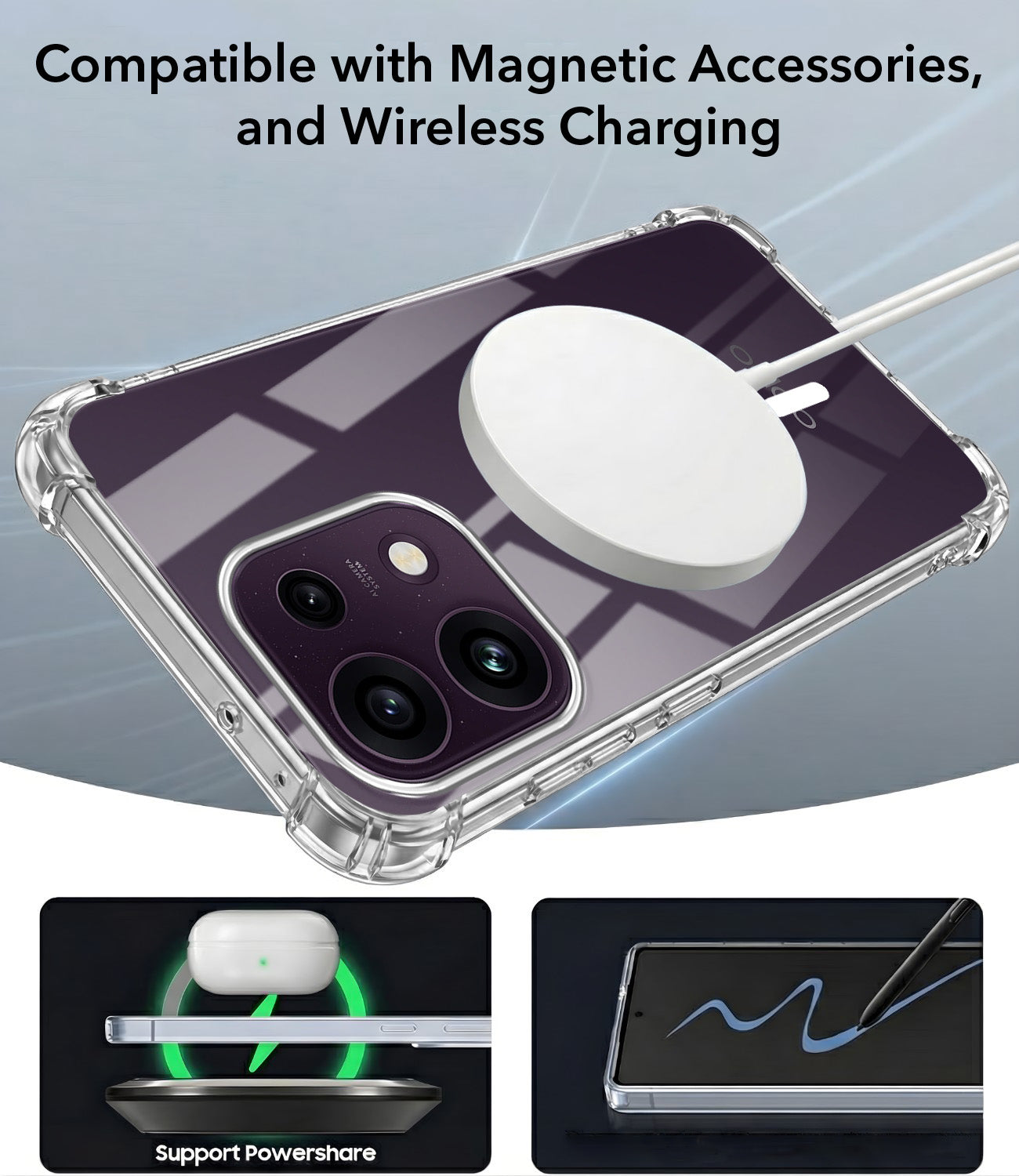 For Oppo Reno 16C 5G Back Cover Shockproof Crystal-Clear (Magsafe Wireless Support | Drop & Camera Protection | Hard Polycarbonate)