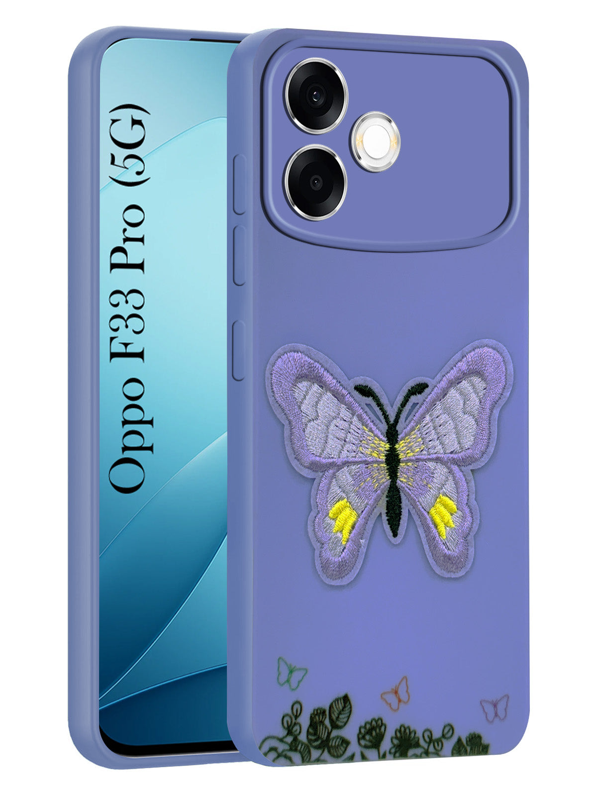 For Oppo F33 Pro 5G Back Cover Case (Soft Butterfly Embroidery | Women Teen Girls | Camera Protection| Matte Silicone)
