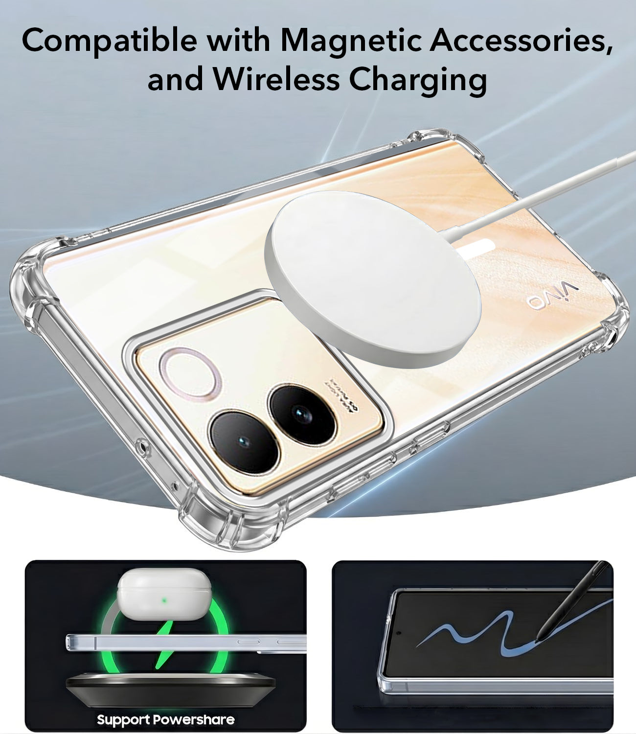 For Vivo T2 Pro Back Cover Shockproof Crystal-Clear (Magsafe Wireless Support | Drop & Camera Protection | Hard Polycarbonate)