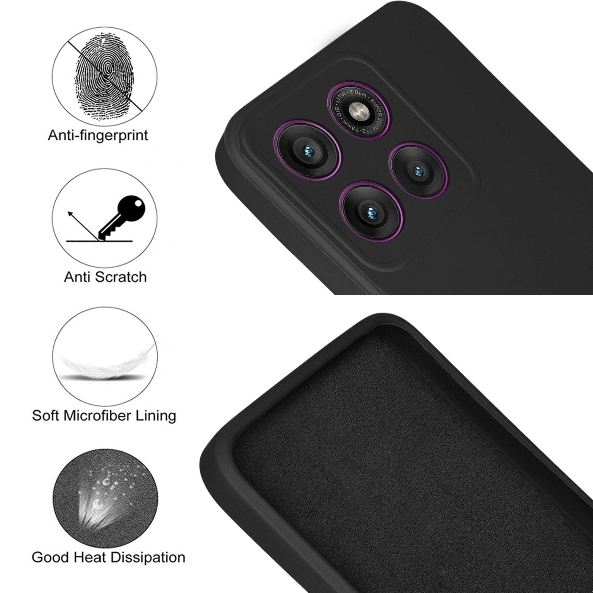 For Motorola Moto Edge 60 Pro Back Cover Case (Matte Finish Silicone with Inside Fiber Cloth)