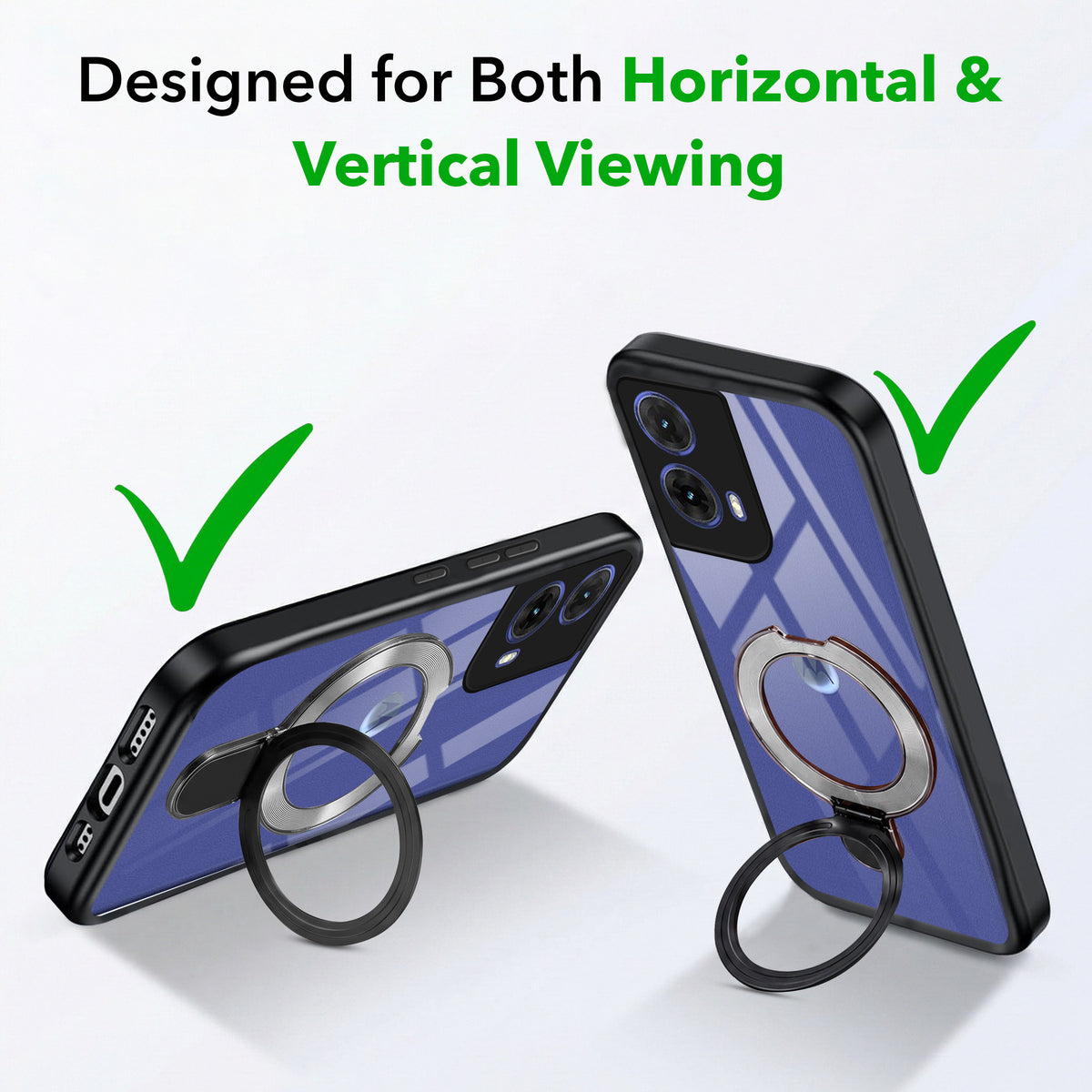 For Motorola Moto G85 5G Back Cover Case (Kick Stand Ring Holder | Life time Anti Yellow | Camera Protection)