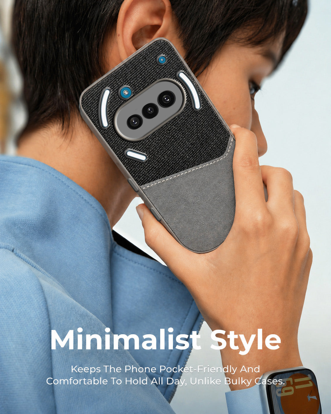For Nothing Phone 3A Back Cover Case (Dual PU Leather Stitch | Professional Minimalist | Soft and Flexible)