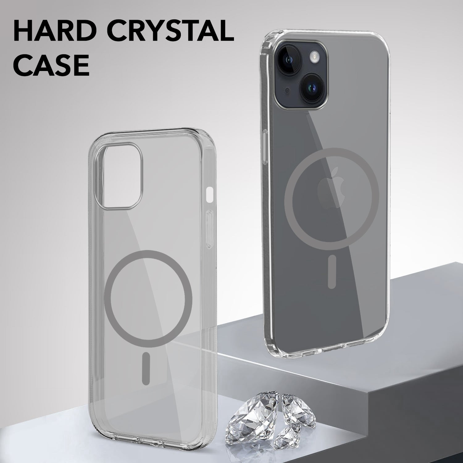 For Apple iPhone 14 Back Case Cover Lifetime Anti-Yellow MagSafe Compatible Clear (Sleek Hard Crystal | Camera Protection and Shockproof)