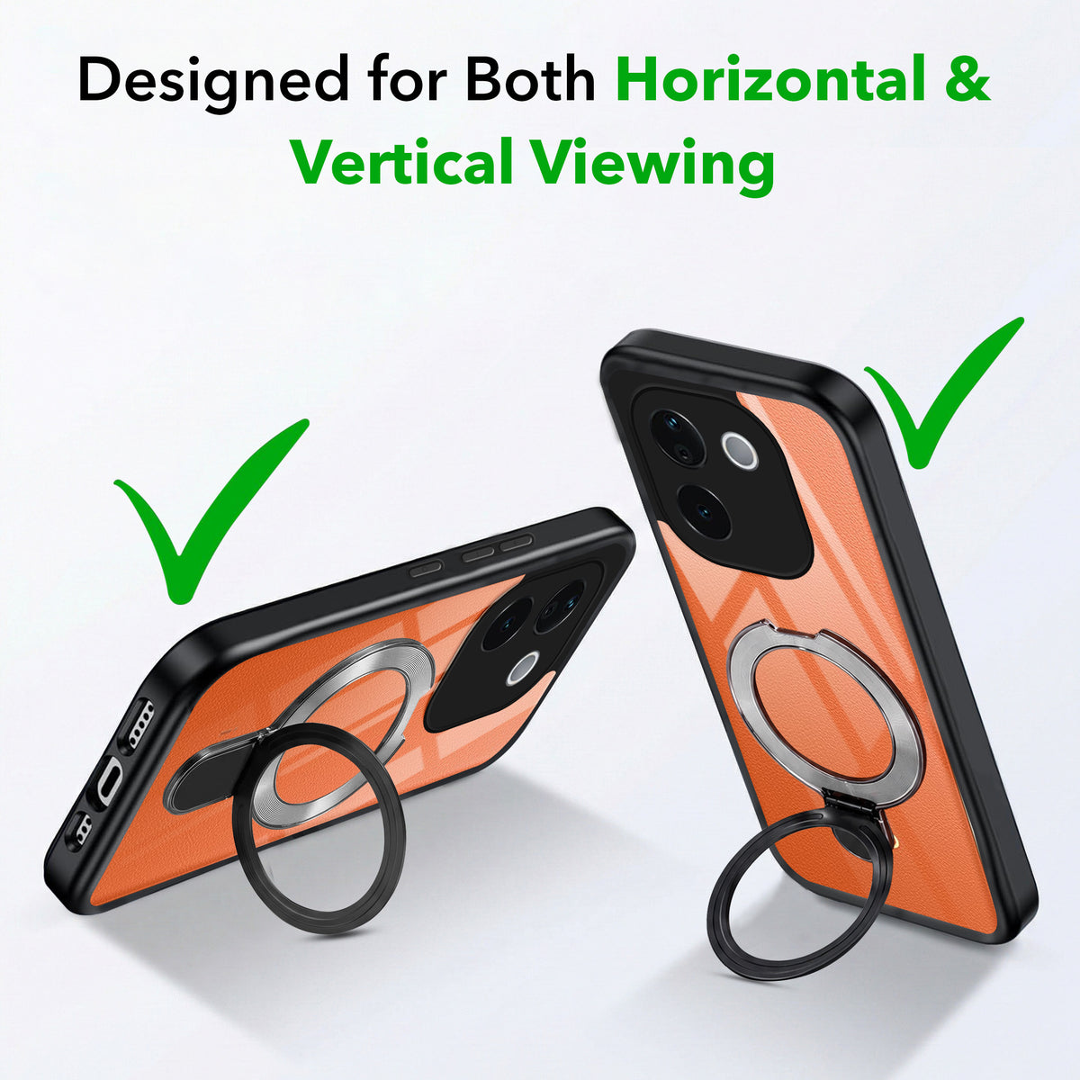 For Vivo iQOO Z9s Pro Back Cover Case (Kick Stand Ring Holder | Life time Anti Yellow | Camera Protection)