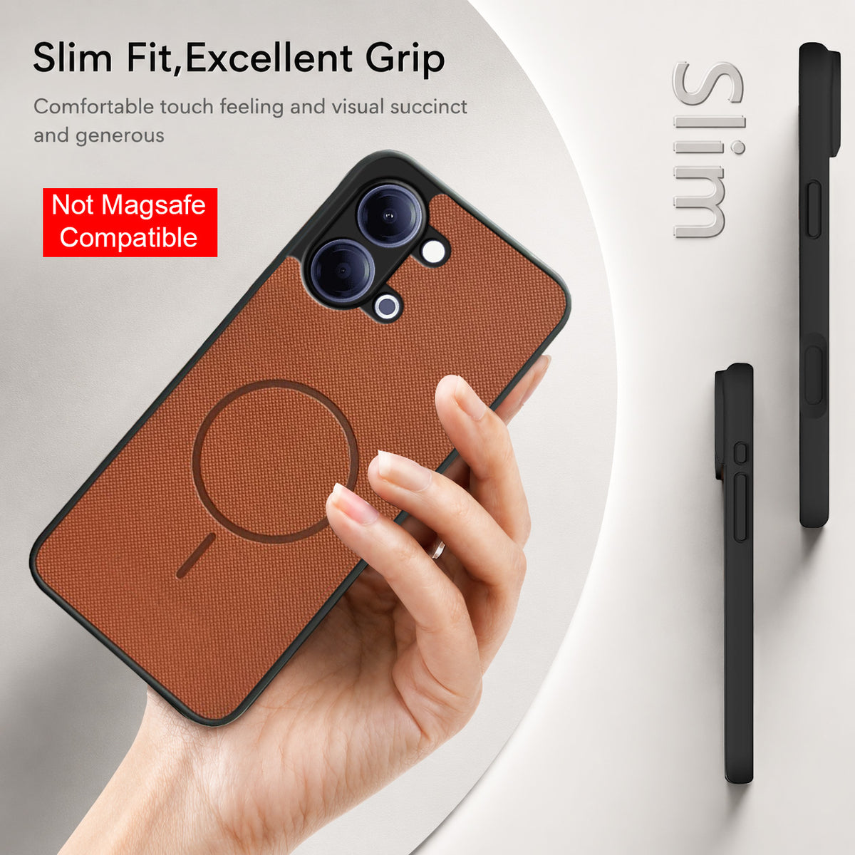 For Vivo Y05 4G Back Cover Case PU Leather (Texture Grip Design | Professional Minimalist | Camera Protection | Soft and Flexible)