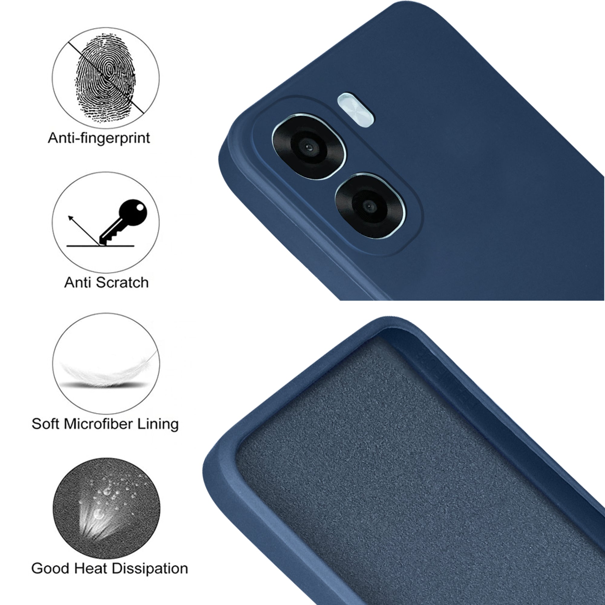 For Oppo K14x 5G Back Cover Case (Matte Finish Silicone with Inside Fiber cloth)