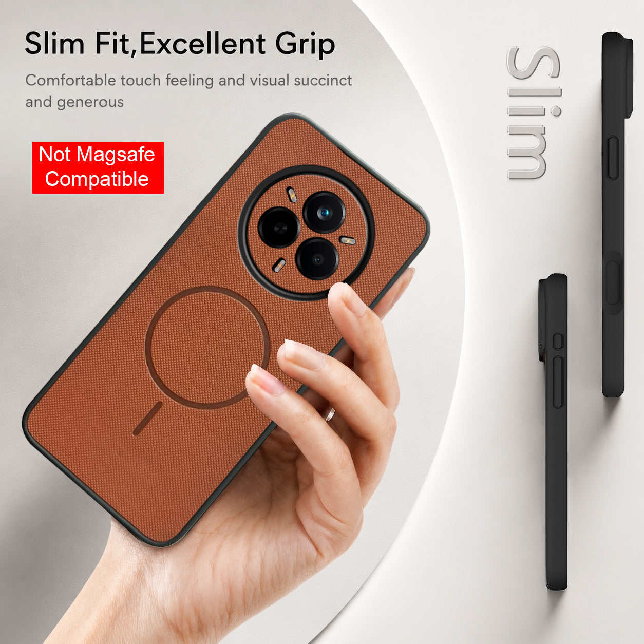 For Realme 14 Pro Back Cover Case PU Leather (Texture Grip Design | Professional Minimalist | Camera Protection | Soft and Flexible)