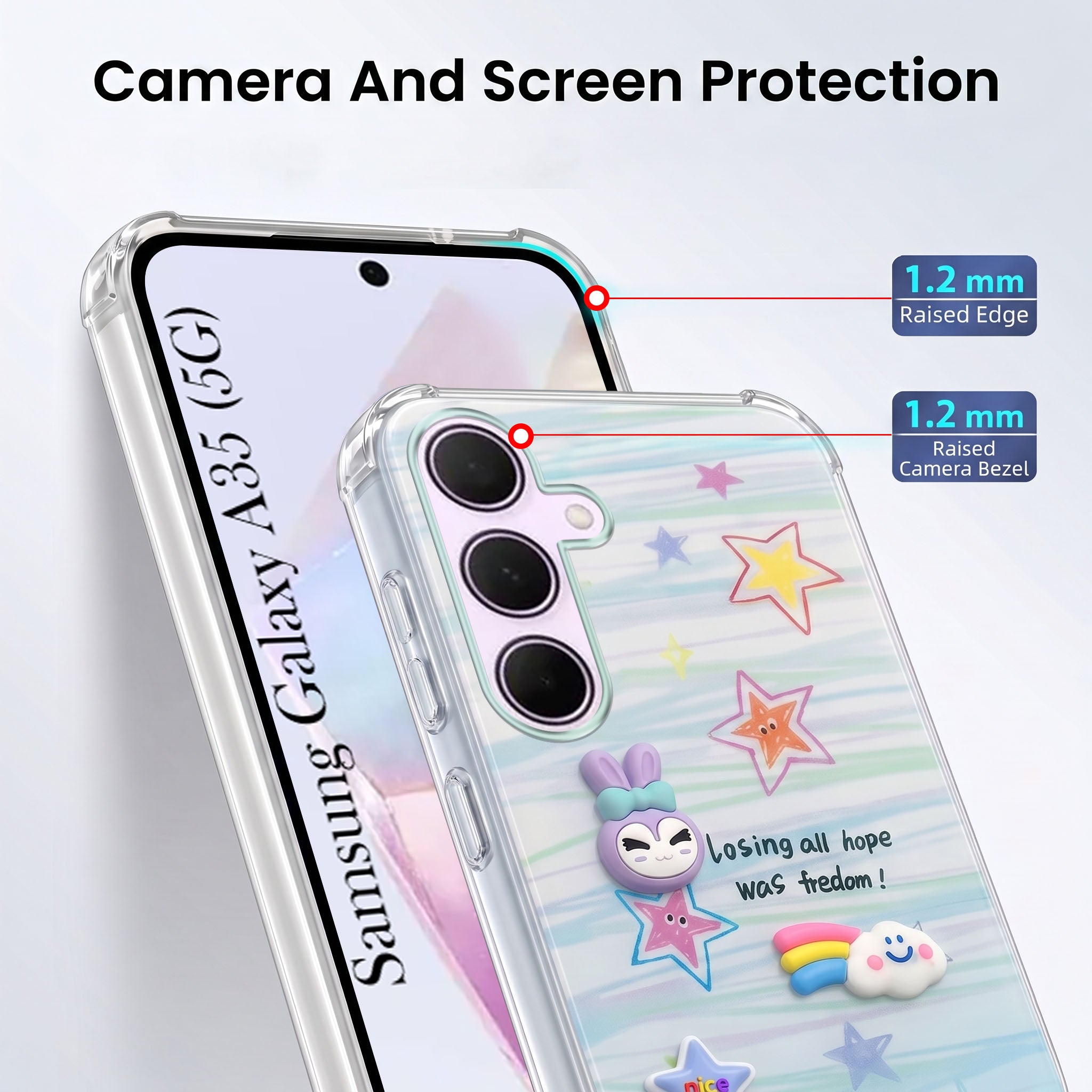 For Samsung Galaxy A35 5G Back Cover Case (3D Cute Cartoons | Hard Back Side Soft | Matte Premium Finish | HD Printing)