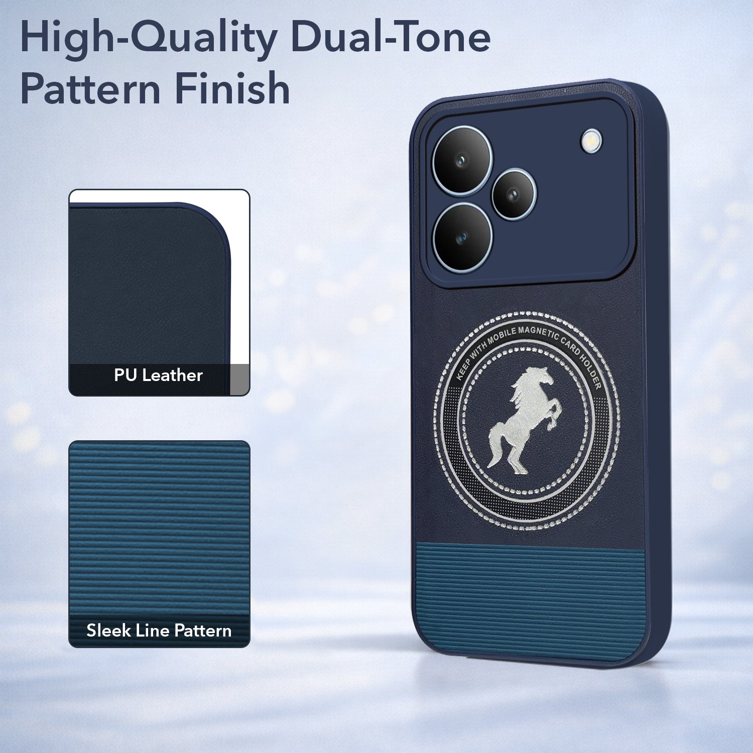For Realme P4 Back Cover Case PU Leather Finish (Professional Minimalist Texture | MagSafe Compatile | Camera Protection | Sleek Sober Formal)