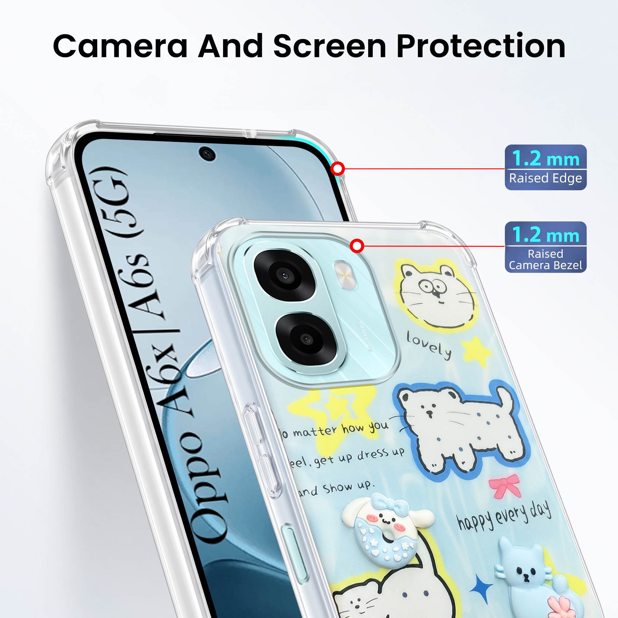 For Oppo A6X | Oppo A6S Back Cover Case (3D Cute Cartoons | Hard Back Side Soft | Matte Premium Finish | HD Printing)