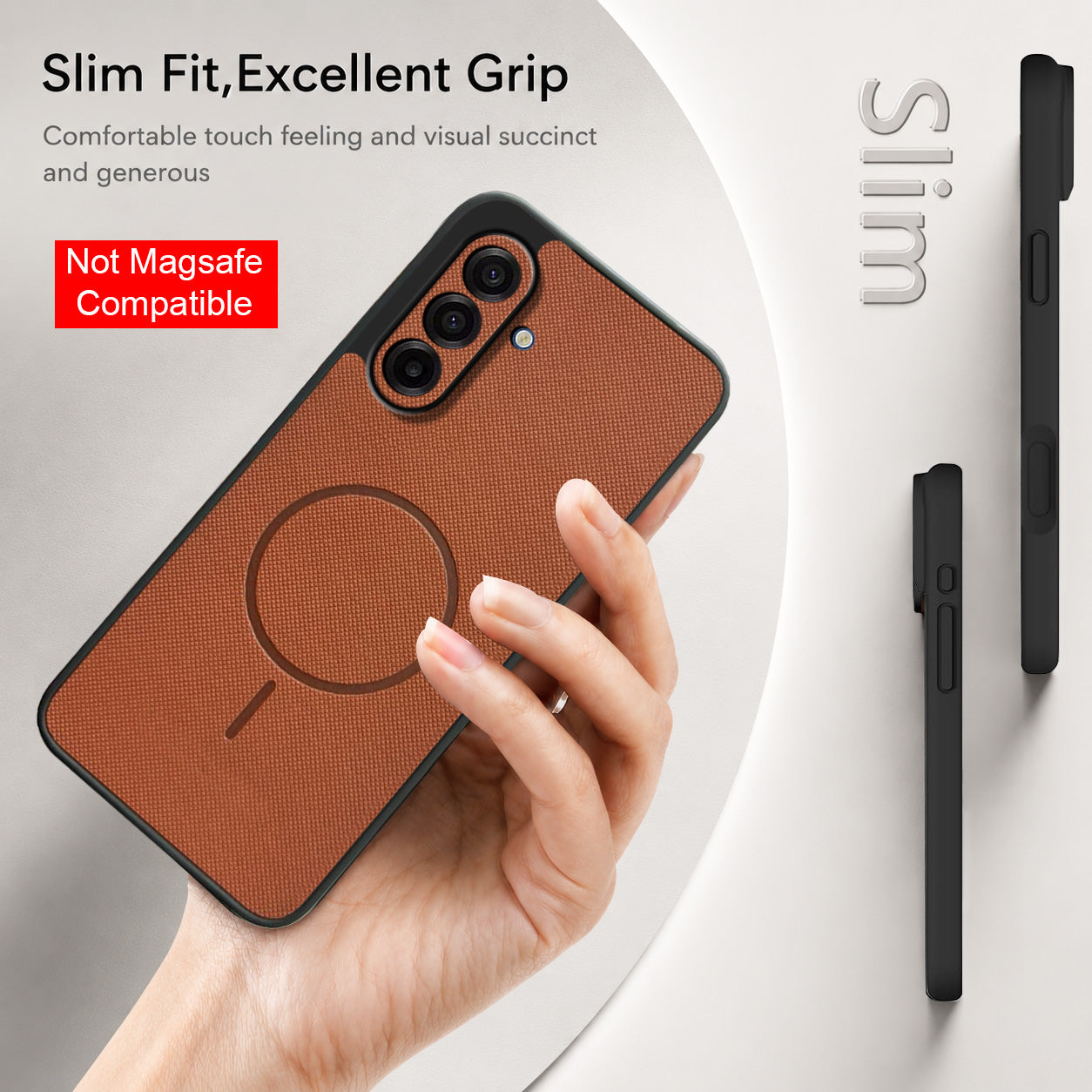 For Samsung Galaxy A17 | Samsung F17 | Samsung M17 5G Back Cover Case PU Leather (Texture Grip Design | Professional Minimalist | Camera Protection | Soft and Flexible)