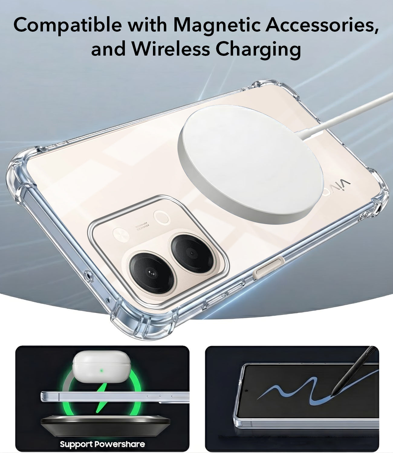 For Vivo Y11 | Vivo Y21 5G Back Cover Shockproof Crystal-Clear (Magsafe Wireless Support | Drop & Camera Protection | Hard Polycarbonate)