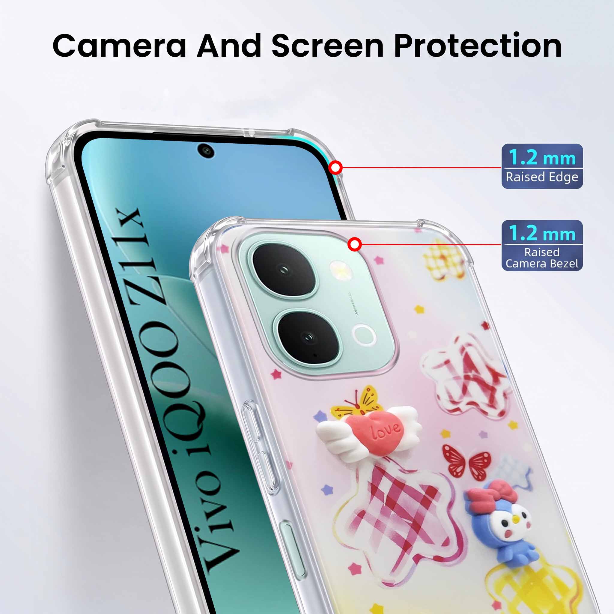 For Vivo iQOO Z11x 5G Back Cover Case (3D Cute Cartoons | Hard Back Side Soft | Matte Premium Finish | HD Printing)