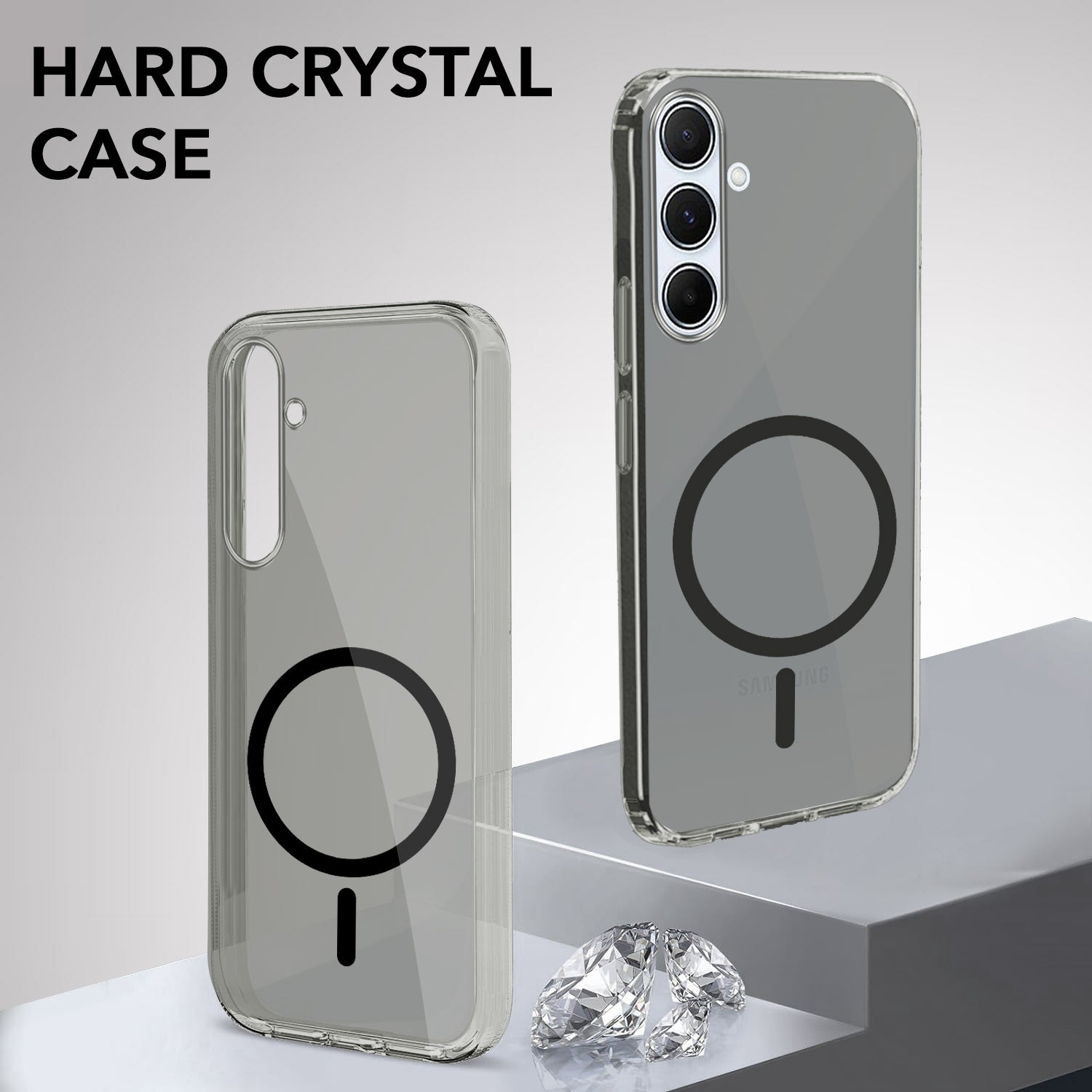 For Samsung Galaxy A55 5G Back Cover Case Lifetime Anti-Yellow MagSafe Compatible Clear (Sleek Hard Crystal | Shockproof and Camera Protection)
