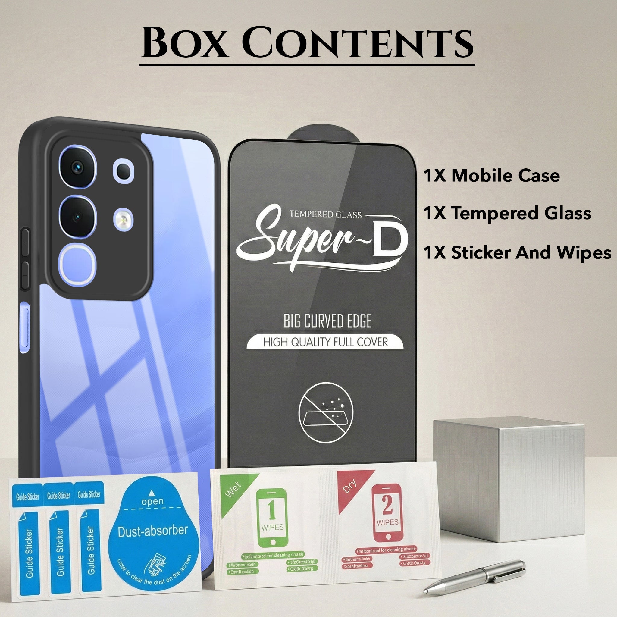 For Vivo iQOO Z10x Combo with Back Cover and 9H Tempered Glass (Lifetime Anti-Yellow | Crystal Clear Shockproof | Oleophobic Coating Screen Glass)