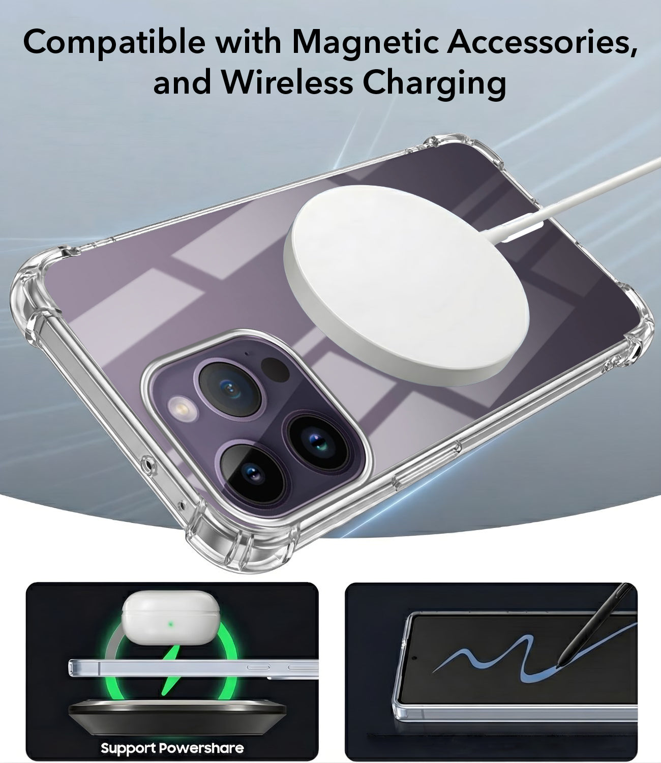 For Apple iPhone 14 Pro Max Back Cover Shockproof Crystal-Clear (Magsafe Wireless Support | Drop & Camera Protection | Hard Polycarbonate)