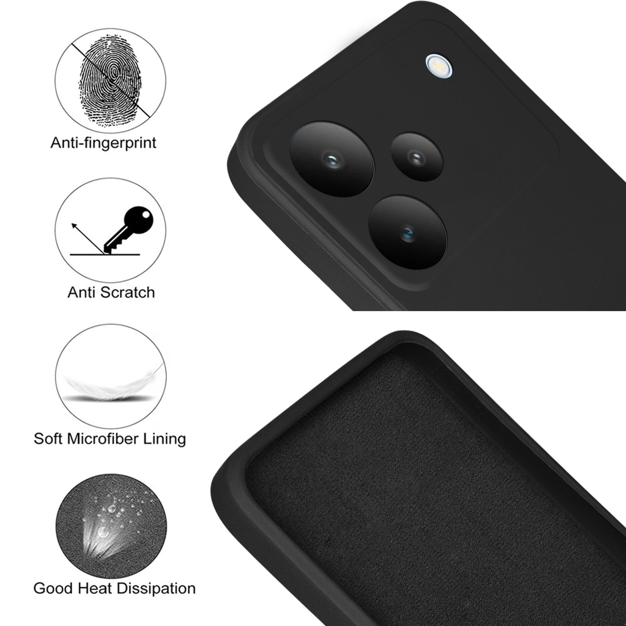 For Realme P4 Back Cover Case (Matte Finish Silicone with Inside Fiber cloth)