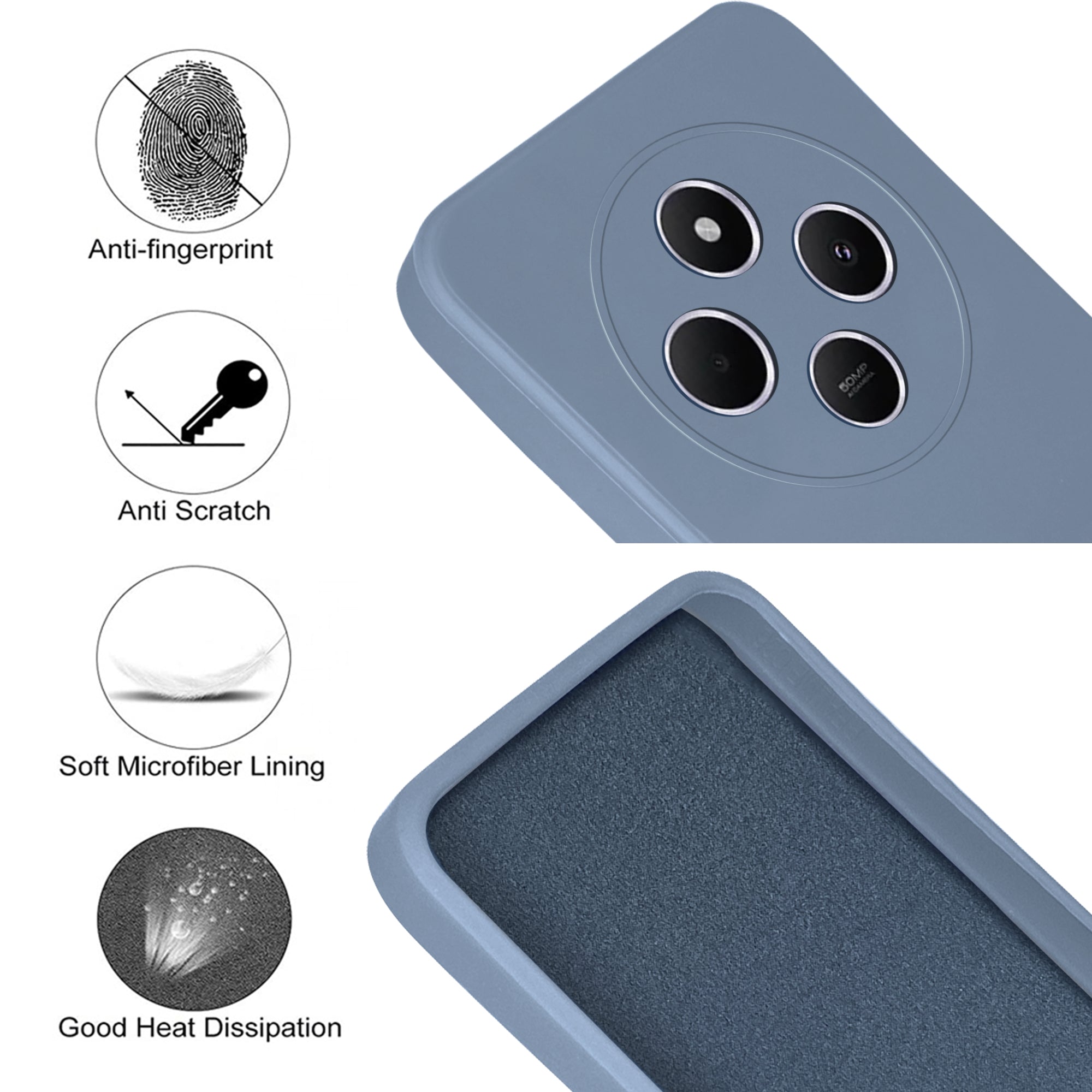 For Poco C75 | Poco M7 Back Cover Case ( Matte Finish Silicone with Inside Fiber cloth)