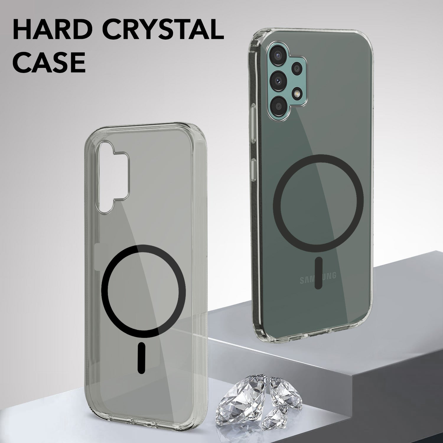 For Samsung Galaxy A13 4G Back Cover Case Lifetime Anti-Yellow MagSafe Compatible Clear (Sleek Hard Crystal | Shockproof and Camera Protection)