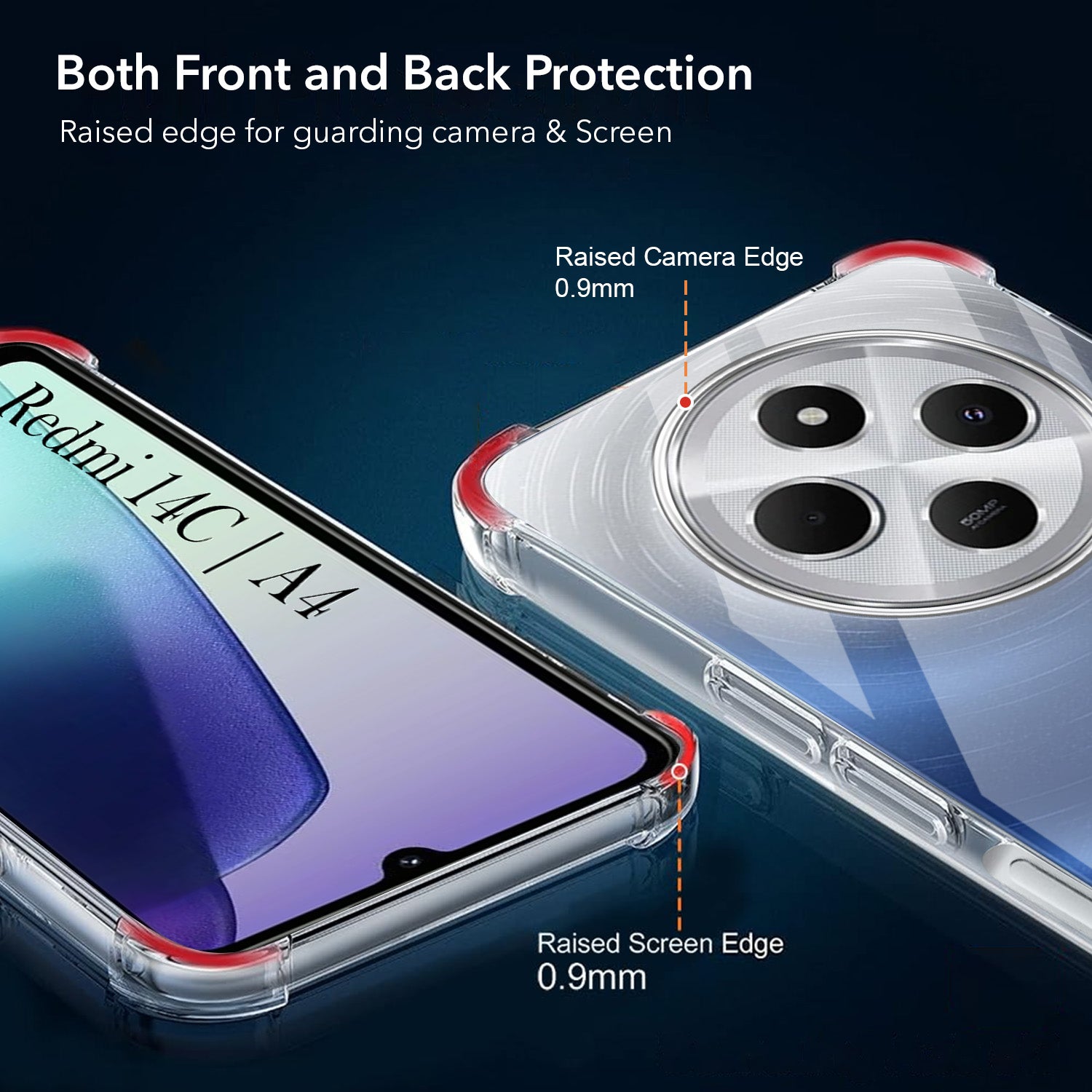 For Redmi A4 5G | Xiaomi Redmi 14C Back Cover Shockproof Crystal-Clear (Drop & Camera Protection | Hard Polycarbonate)